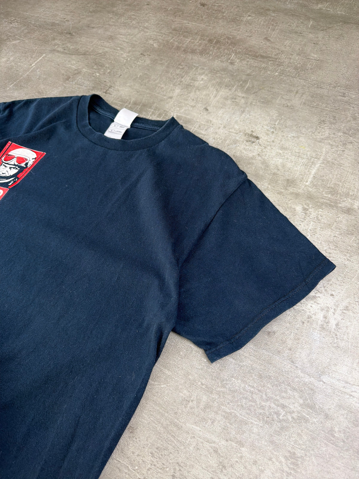 Vintage Moto Graphic Print T-Shirt - Dark Navy / Y2K Cyber Vibe