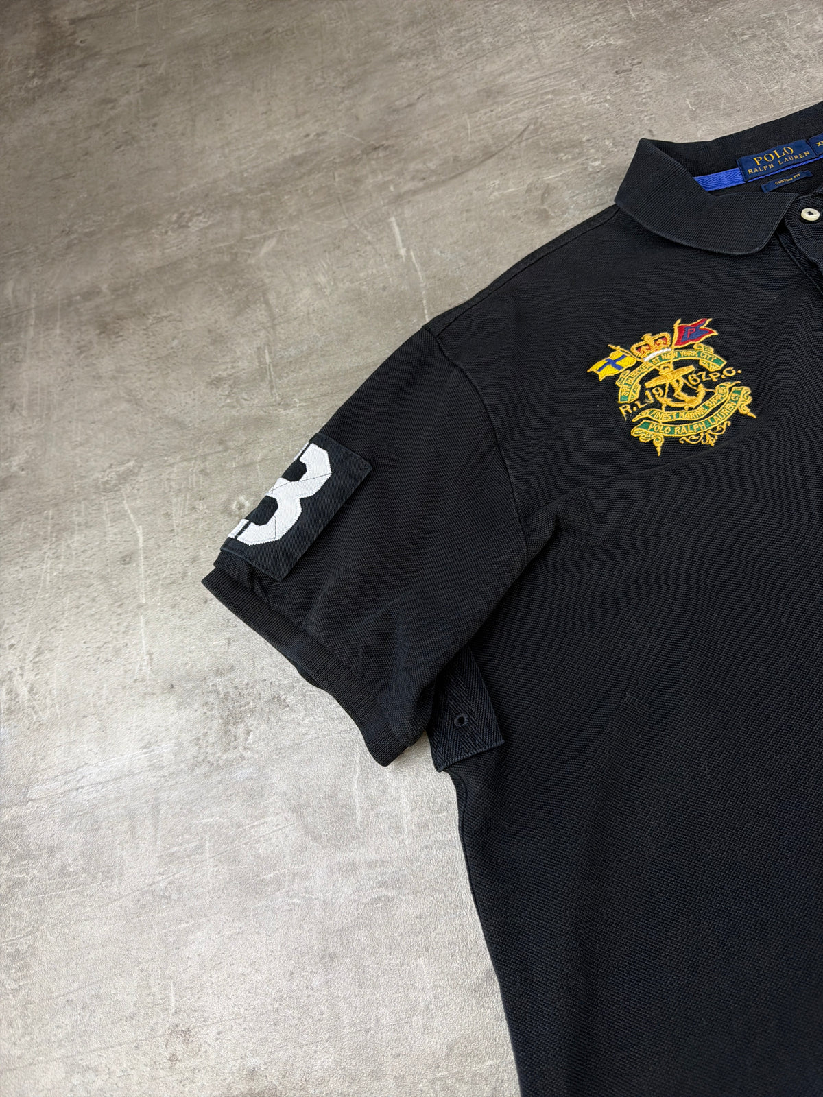 Ralph Lauren Big Pony Crest Polo Shirt - Black / Royal Blue