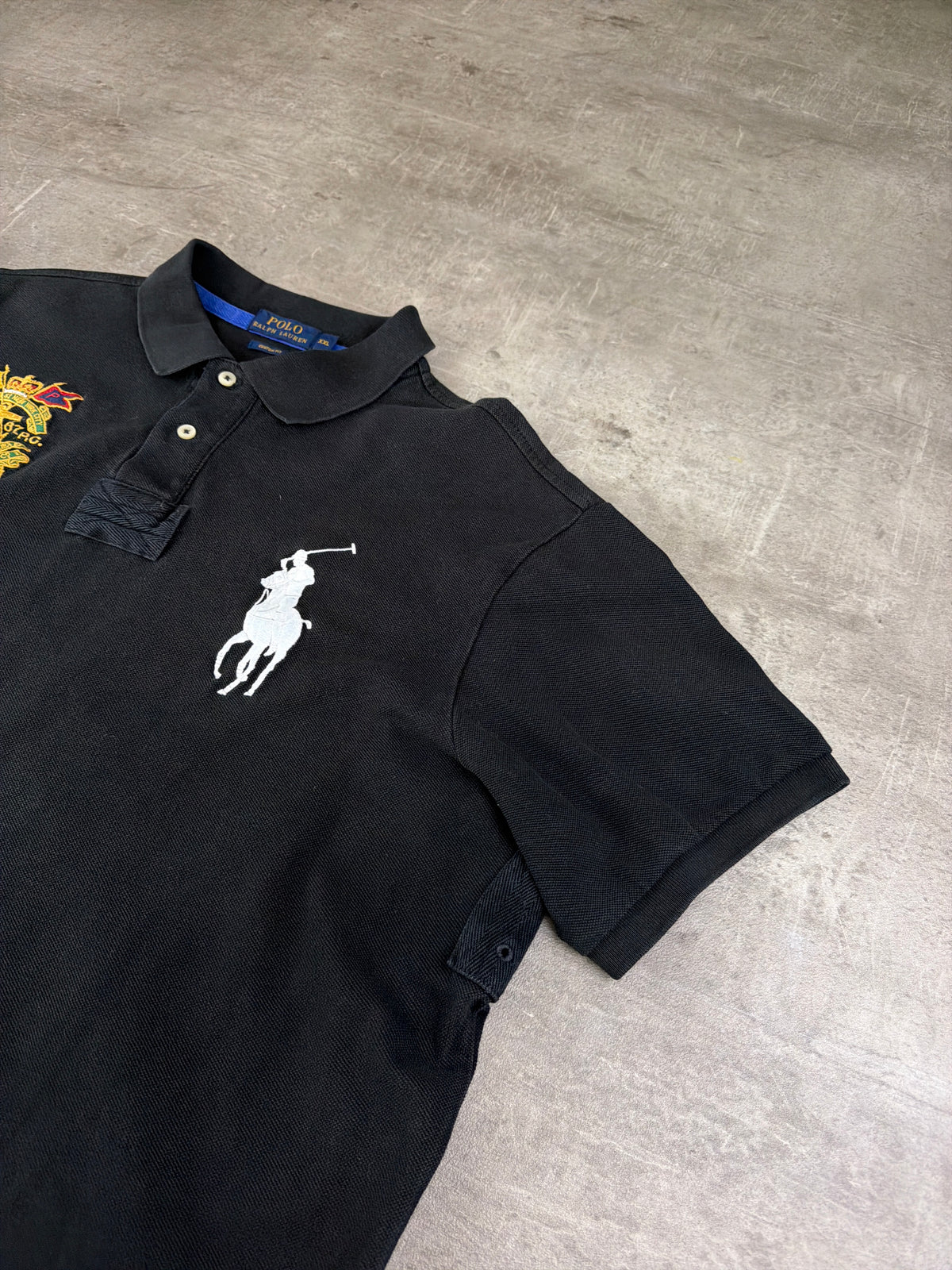 Ralph Lauren Big Pony Crest Polo Shirt - Black / Royal Blue