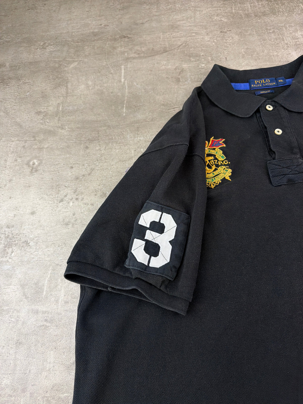 Ralph Lauren Big Pony Crest Polo Shirt - Black / Royal Blue