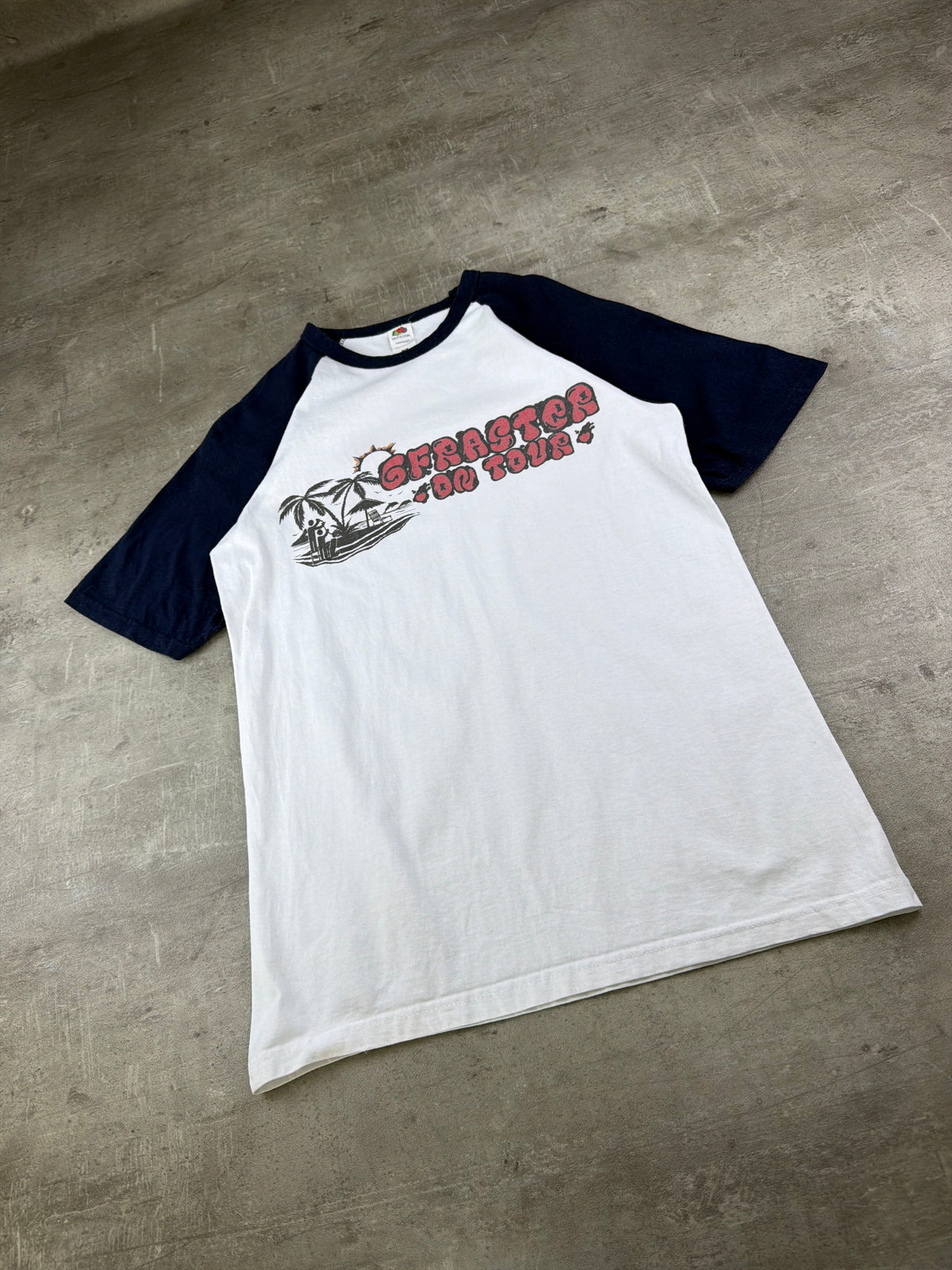 Fruit of the Loom Y2K "Gefaster On Tour" Raglan Tee - White / Navy Blue