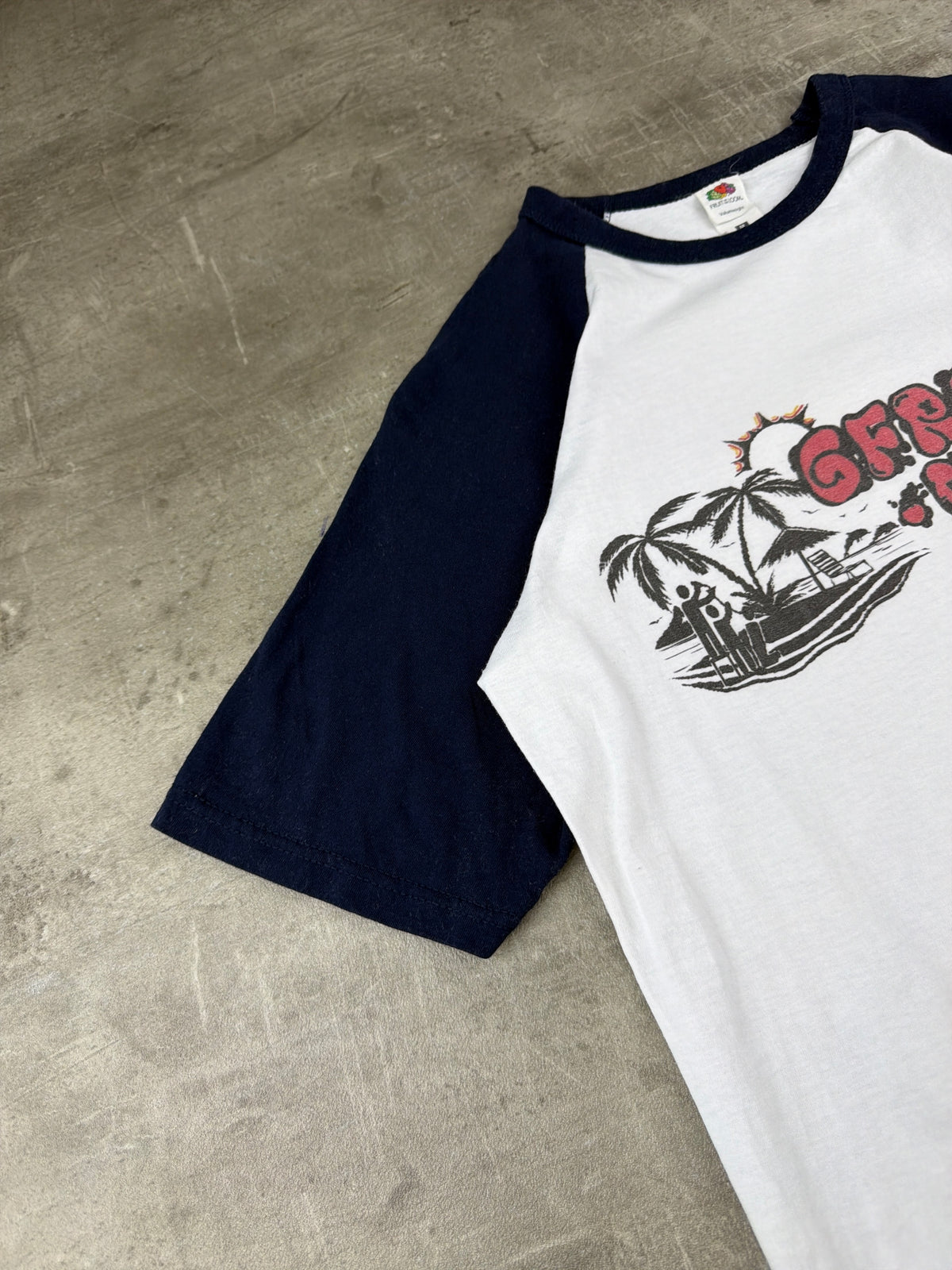Fruit of the Loom Y2K "Gefaster On Tour" Raglan Tee - White / Navy Blue