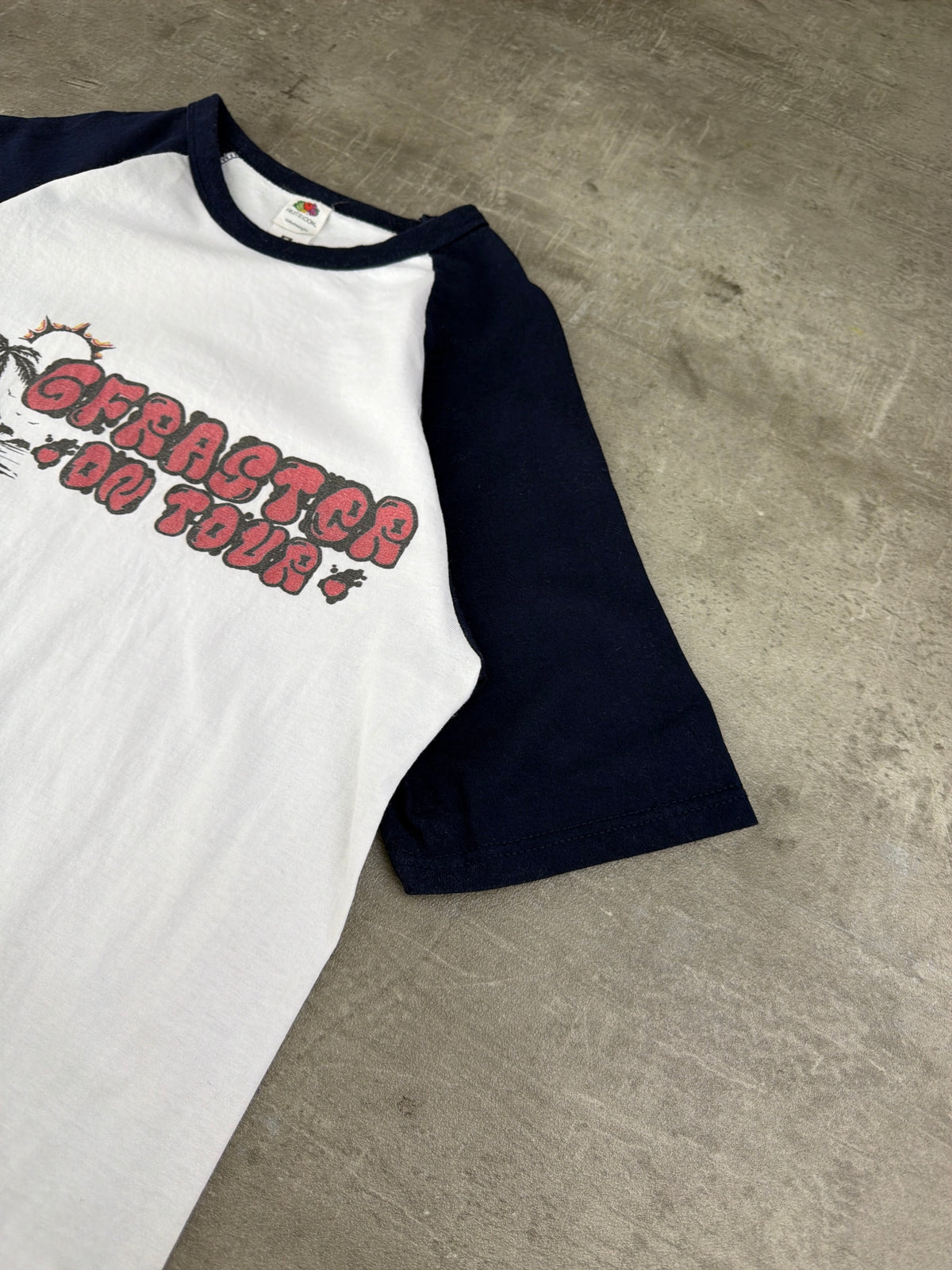 Fruit of the Loom Y2K "Gefaster On Tour" Raglan Tee - White / Navy Blue