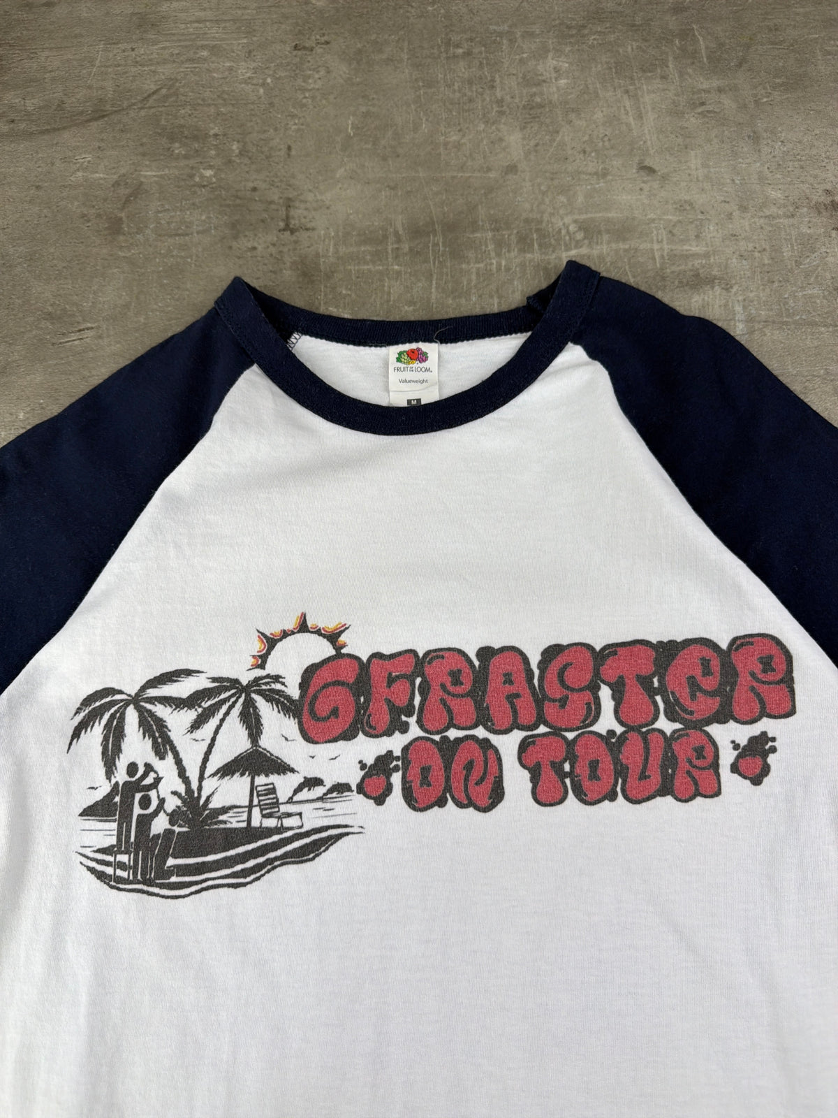 Fruit of the Loom Y2K "Gefaster On Tour" Raglan Tee - White / Navy Blue