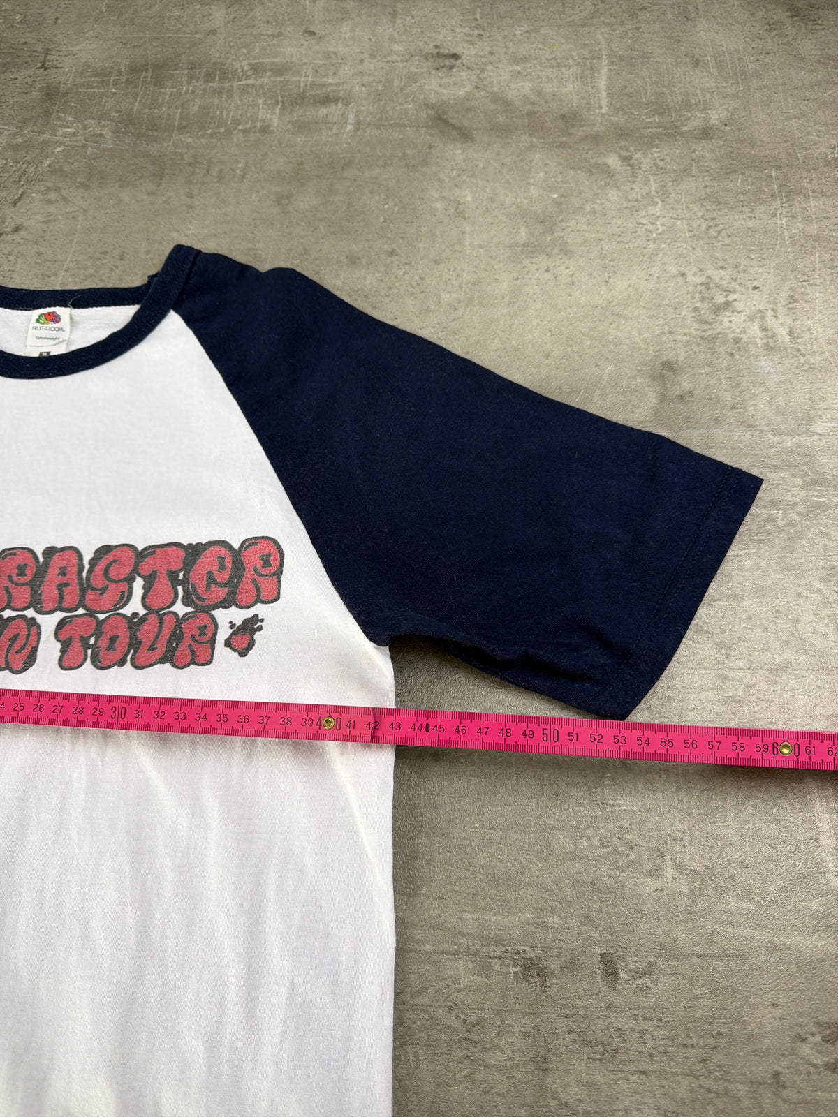Fruit of the Loom Y2K "Gefaster On Tour" Raglan Tee - White / Navy Blue