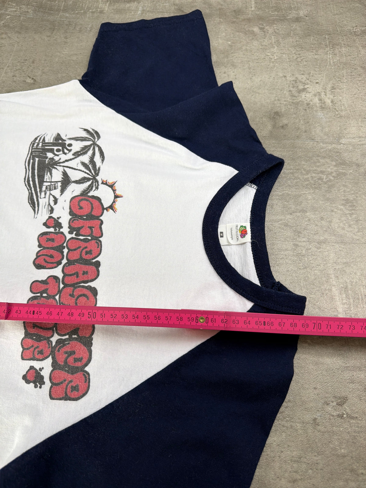 Fruit of the Loom Y2K "Gefaster On Tour" Raglan Tee - White / Navy Blue
