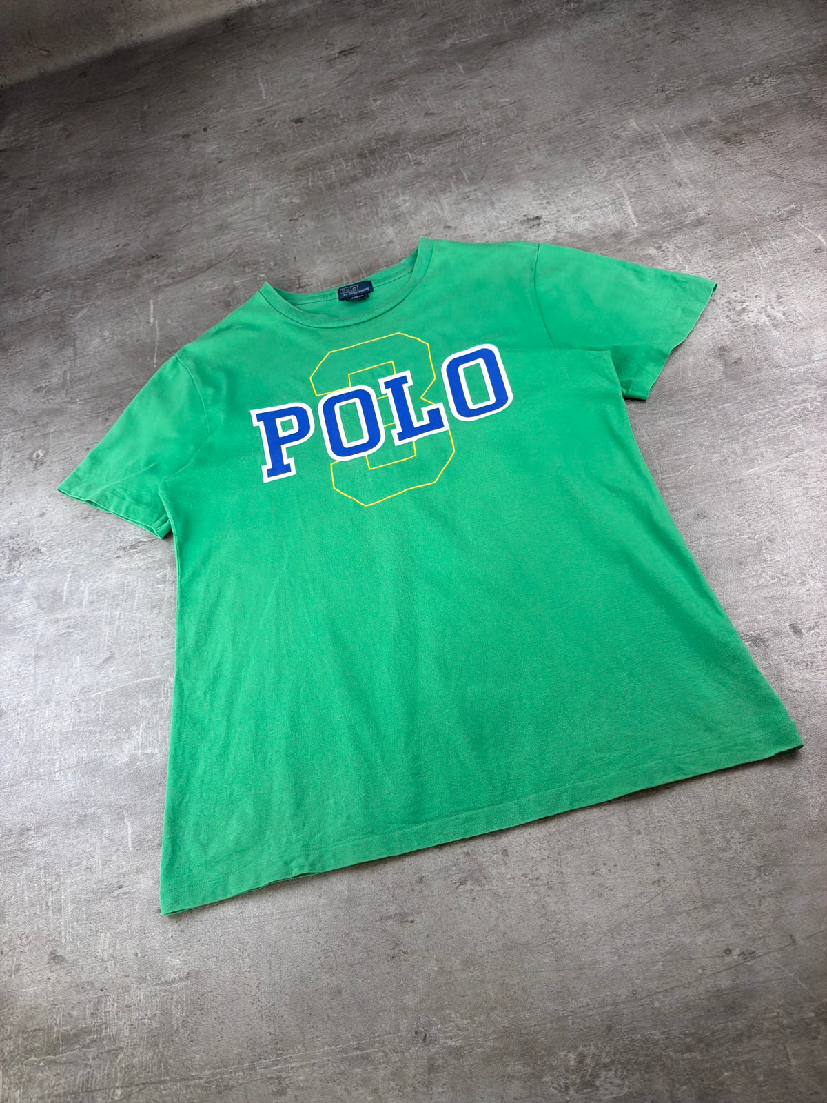 Polo Ralph Lauren Block Graphic Tee – Bright Green & Royal Blue