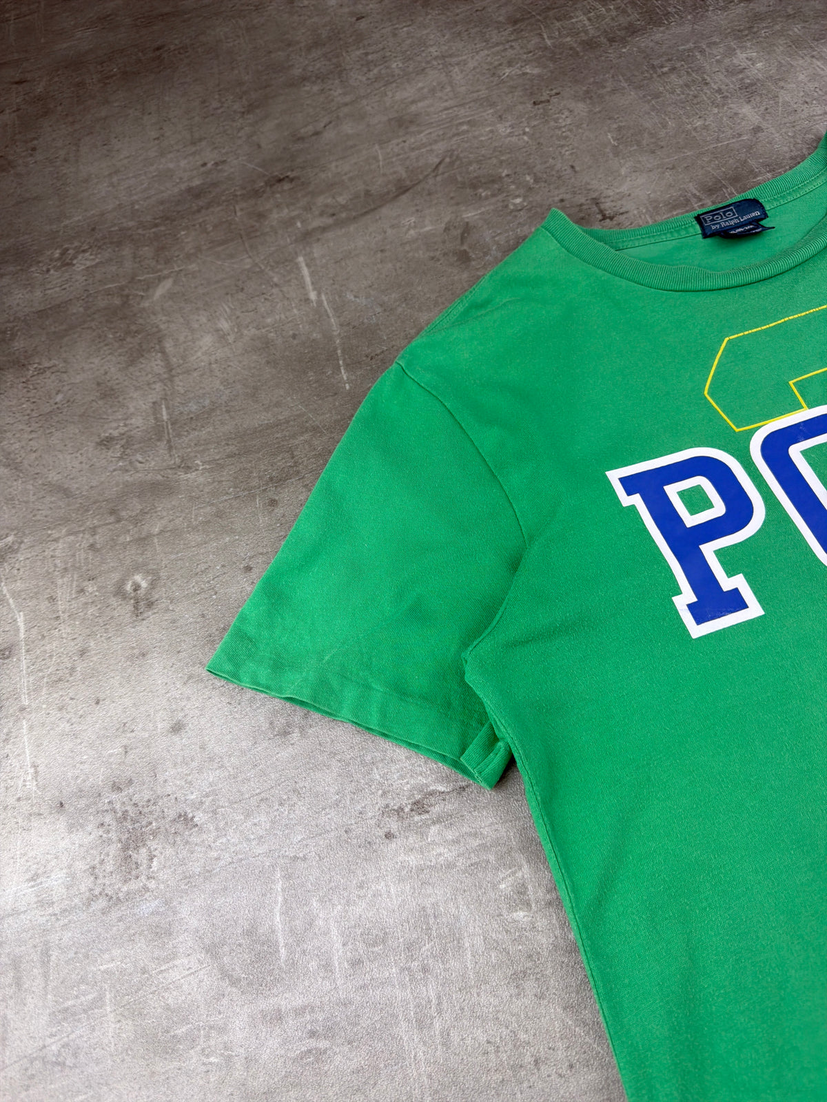 Polo Ralph Lauren Block Graphic Tee – Bright Green & Royal Blue