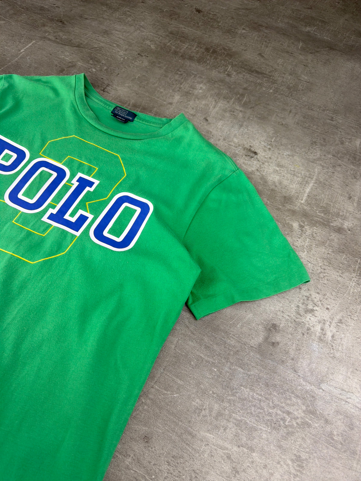 Polo Ralph Lauren Block Graphic Tee – Bright Green & Royal Blue