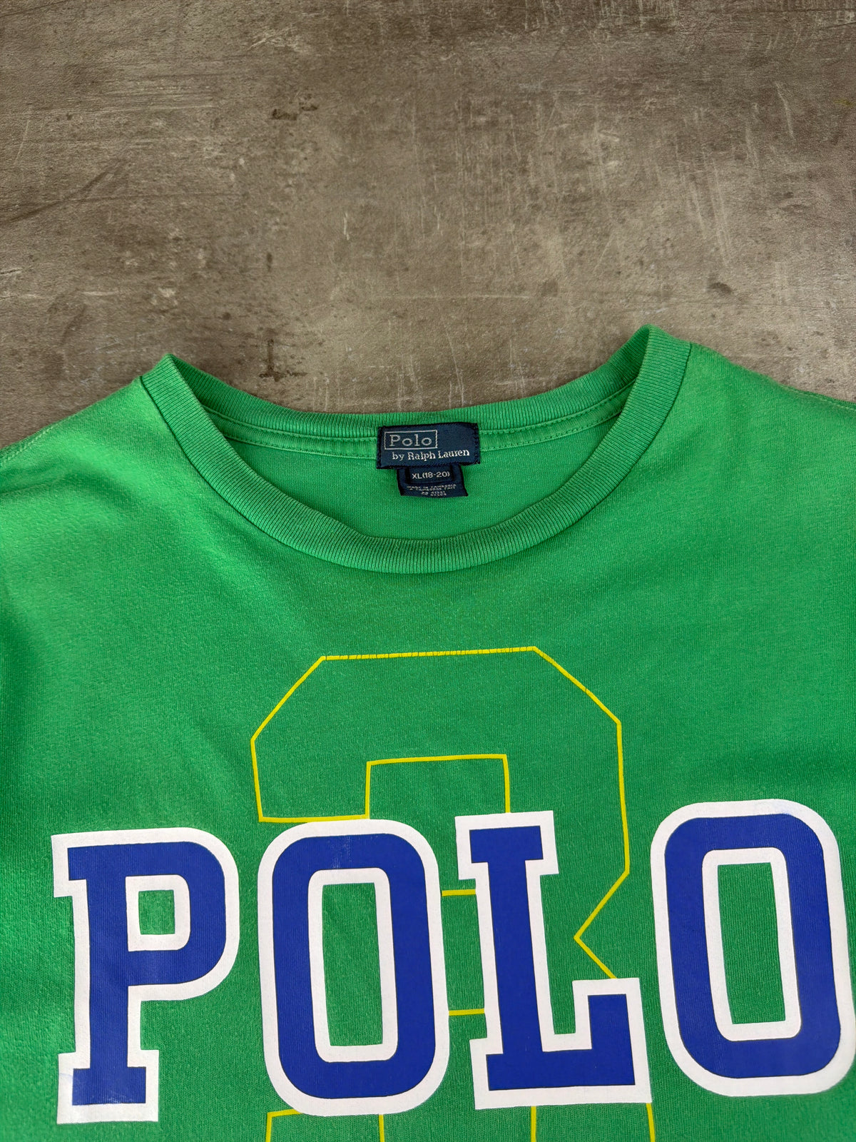 Polo Ralph Lauren Block Graphic Tee – Bright Green & Royal Blue