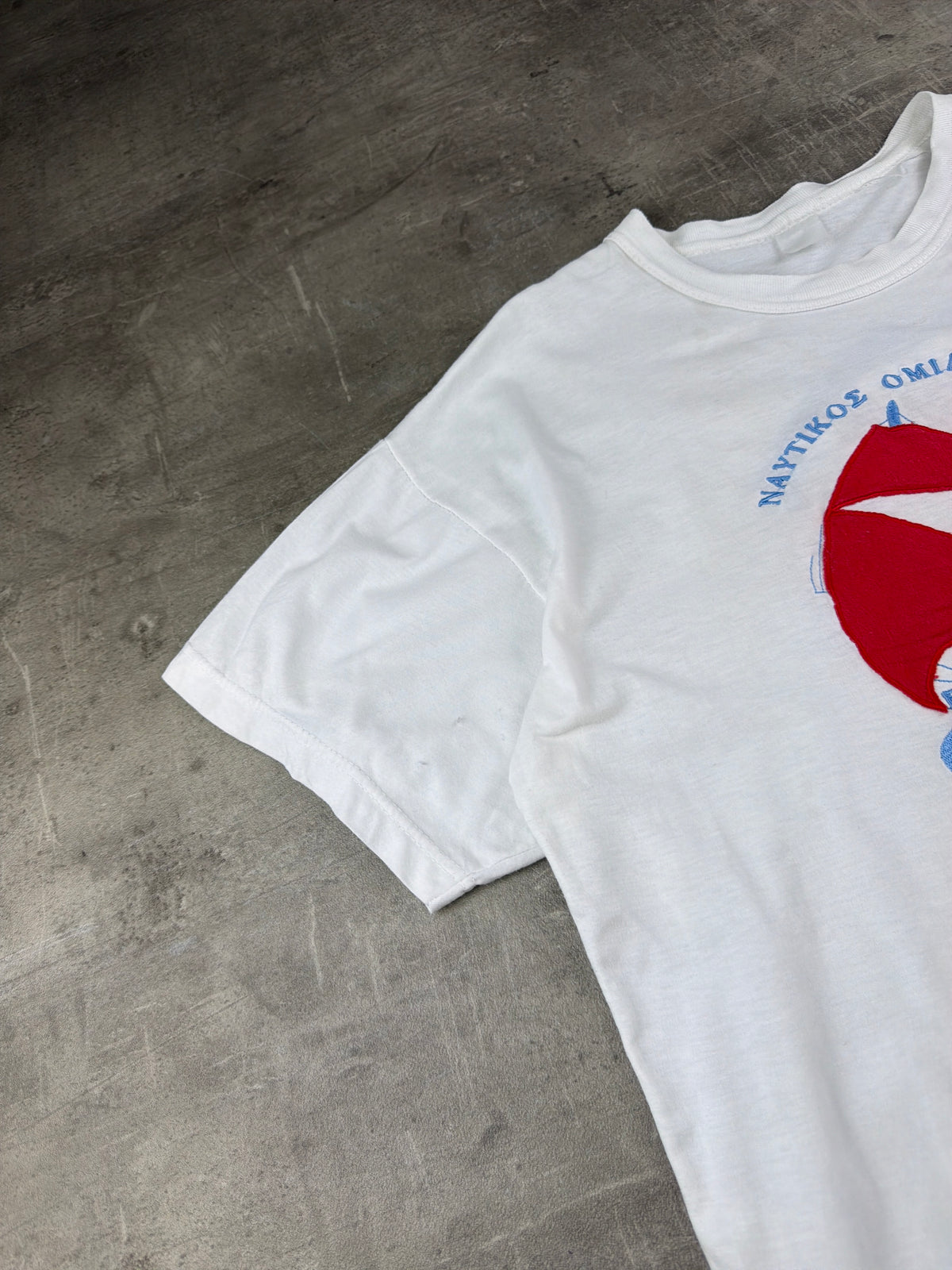 Vintage Greek Nautical Club "1952 Sailing" Graphic Tee - White / Red & Blue