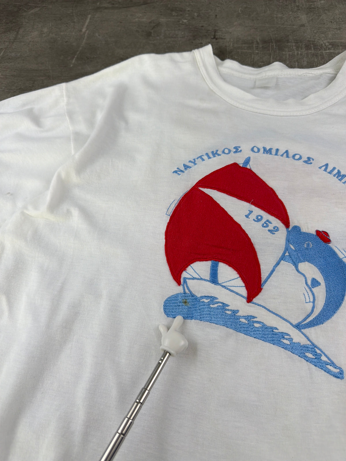 Vintage Greek Nautical Club "1952 Sailing" Graphic Tee - White / Red & Blue