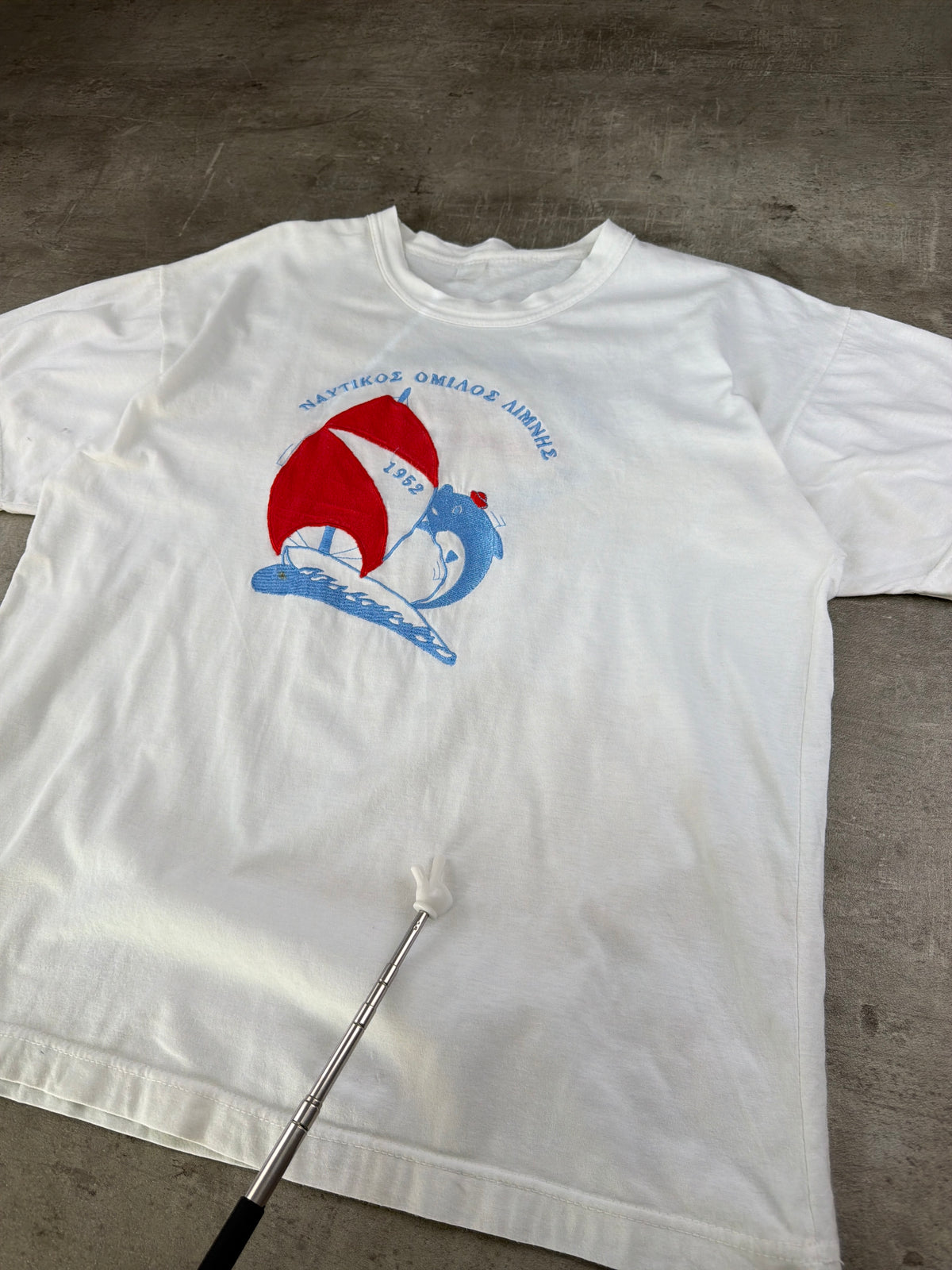 Vintage Greek Nautical Club "1952 Sailing" Graphic Tee - White / Red & Blue