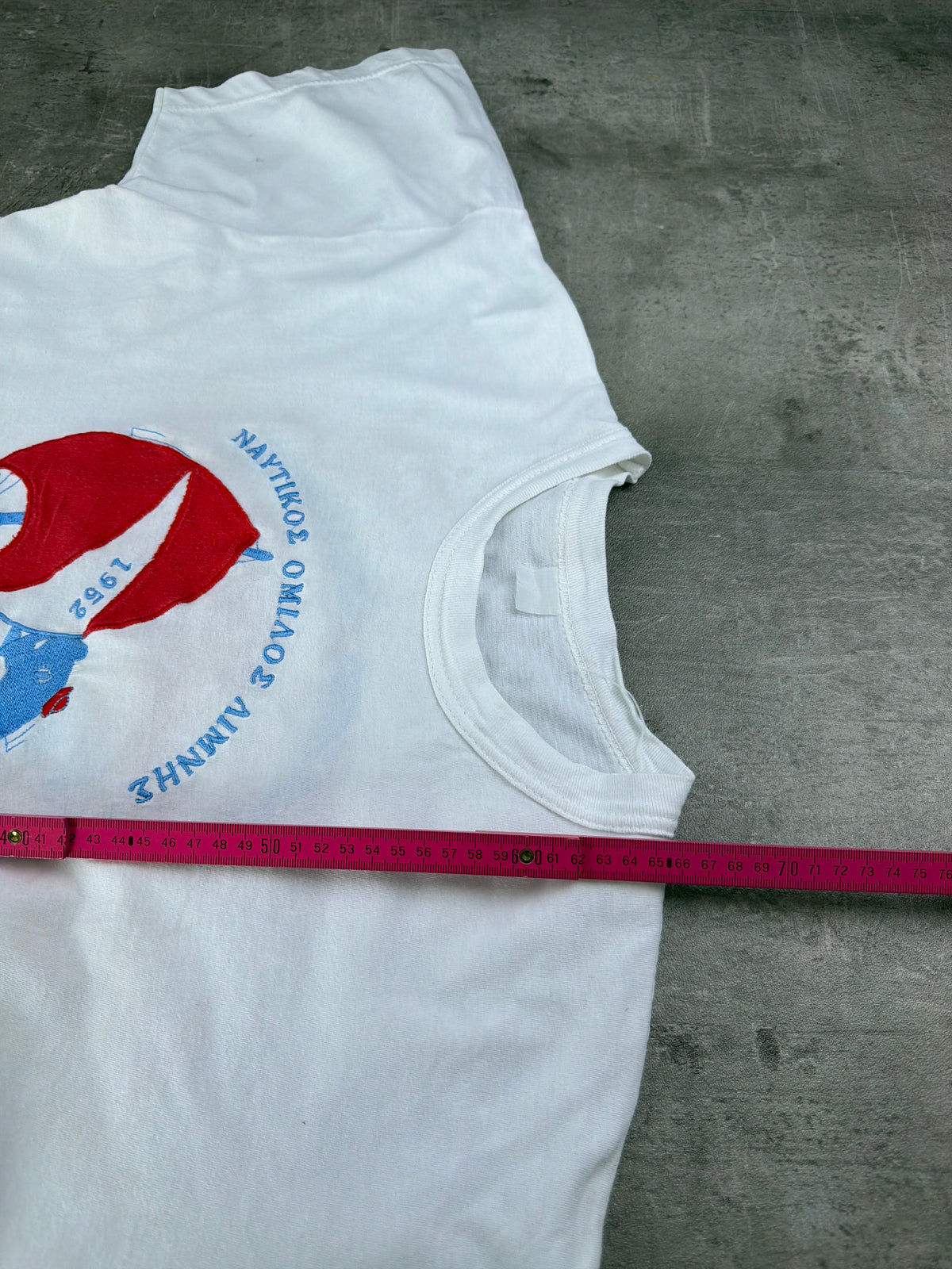 Vintage Greek Nautical Club "1952 Sailing" Graphic Tee - White / Red & Blue