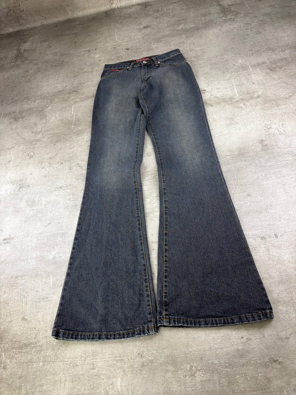 Eva.Girl Low Waist Flare Denim - Washed Grey/Blue