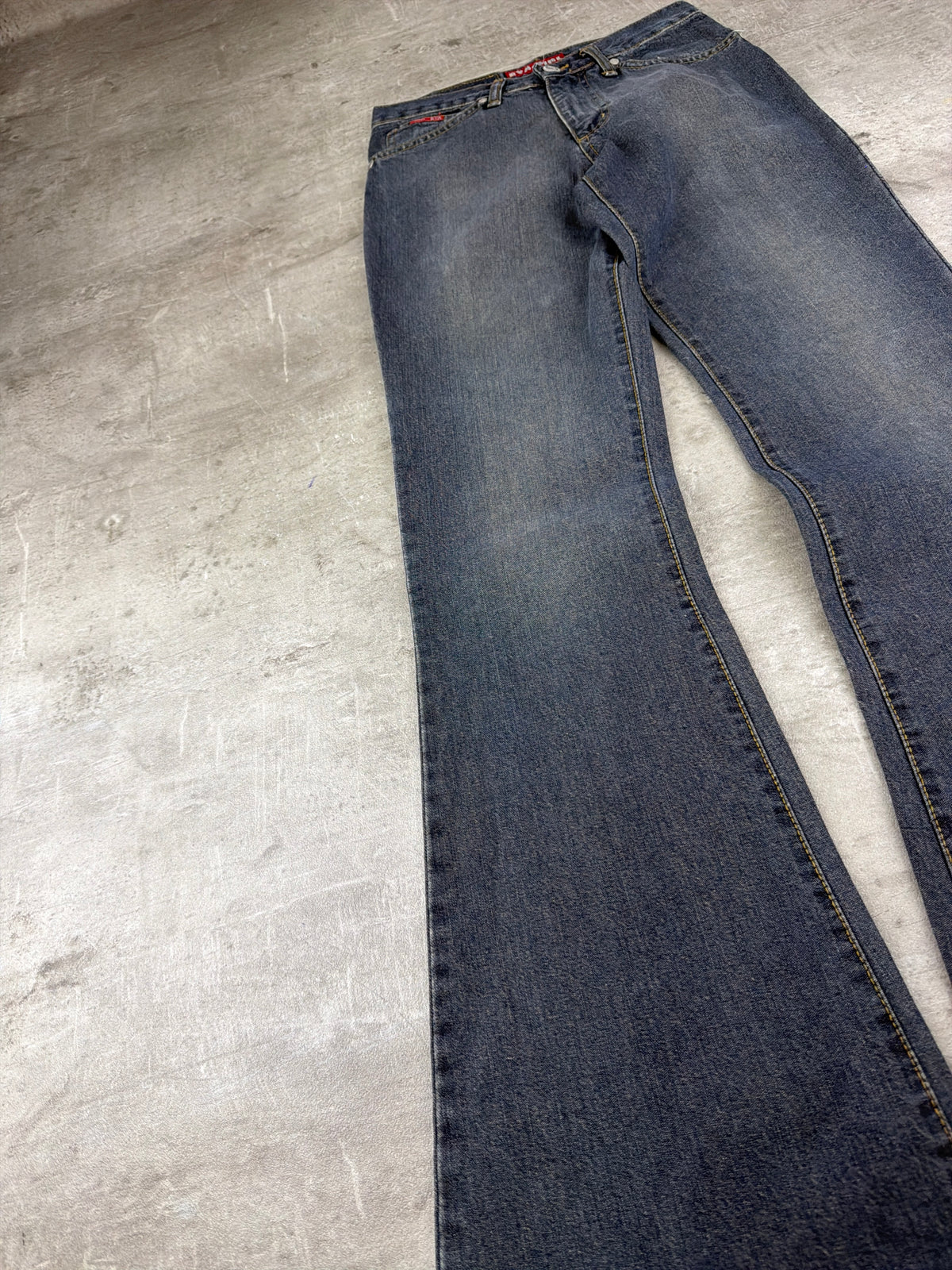 Eva.Girl Low Waist Flare Denim - Washed Grey/Blue