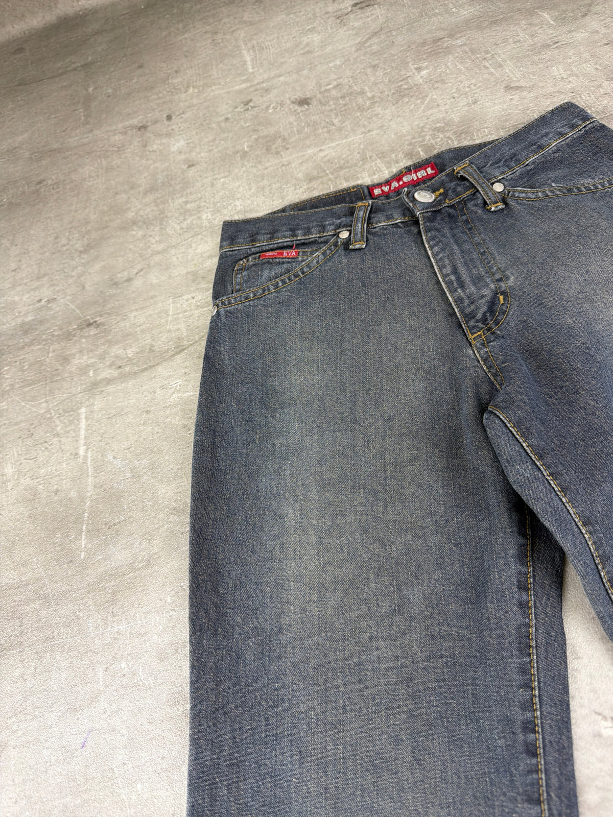 Eva.Girl Low Waist Flare Denim - Washed Grey/Blue