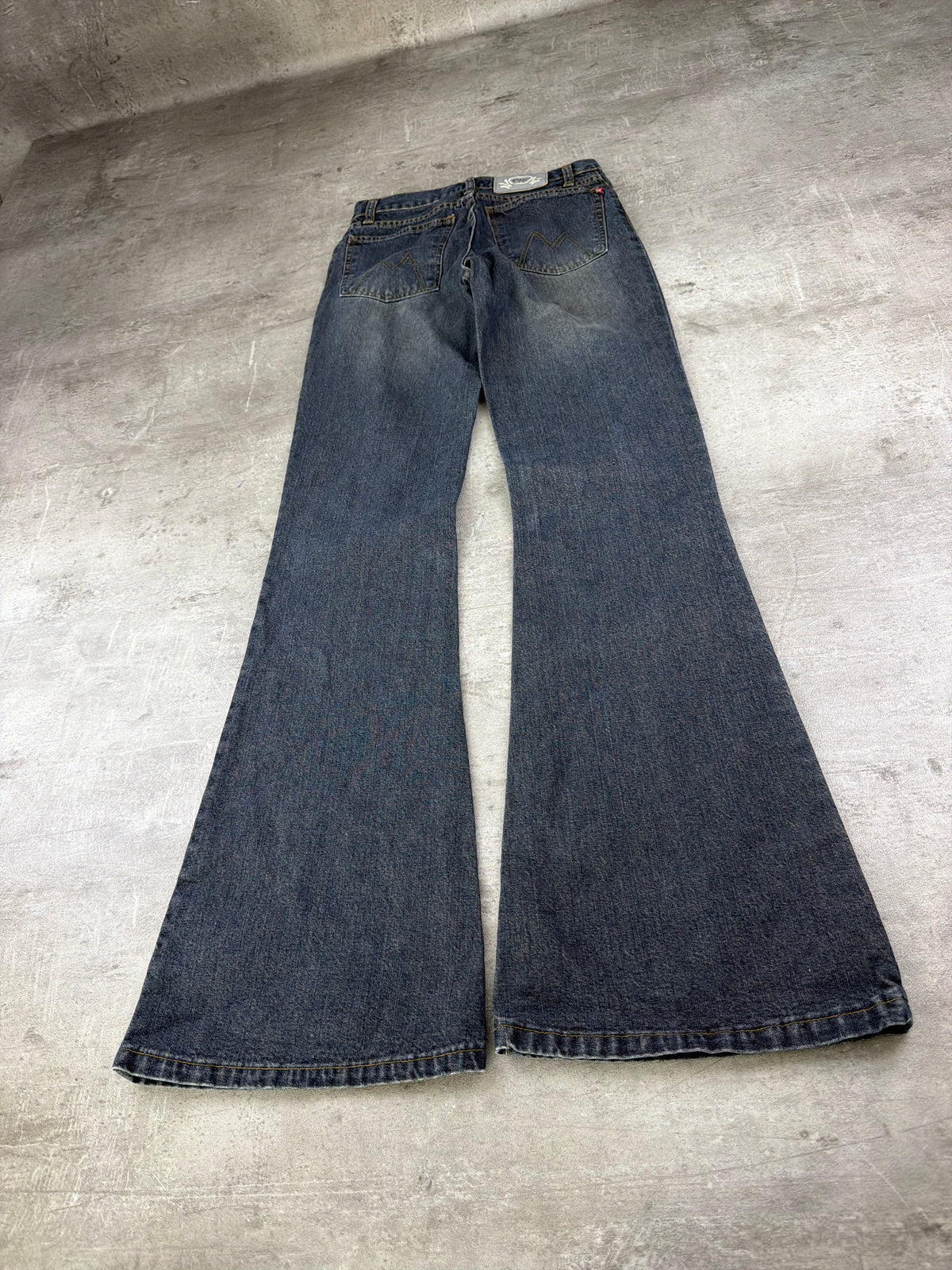 Eva.Girl Low Waist Flare Denim - Washed Grey/Blue