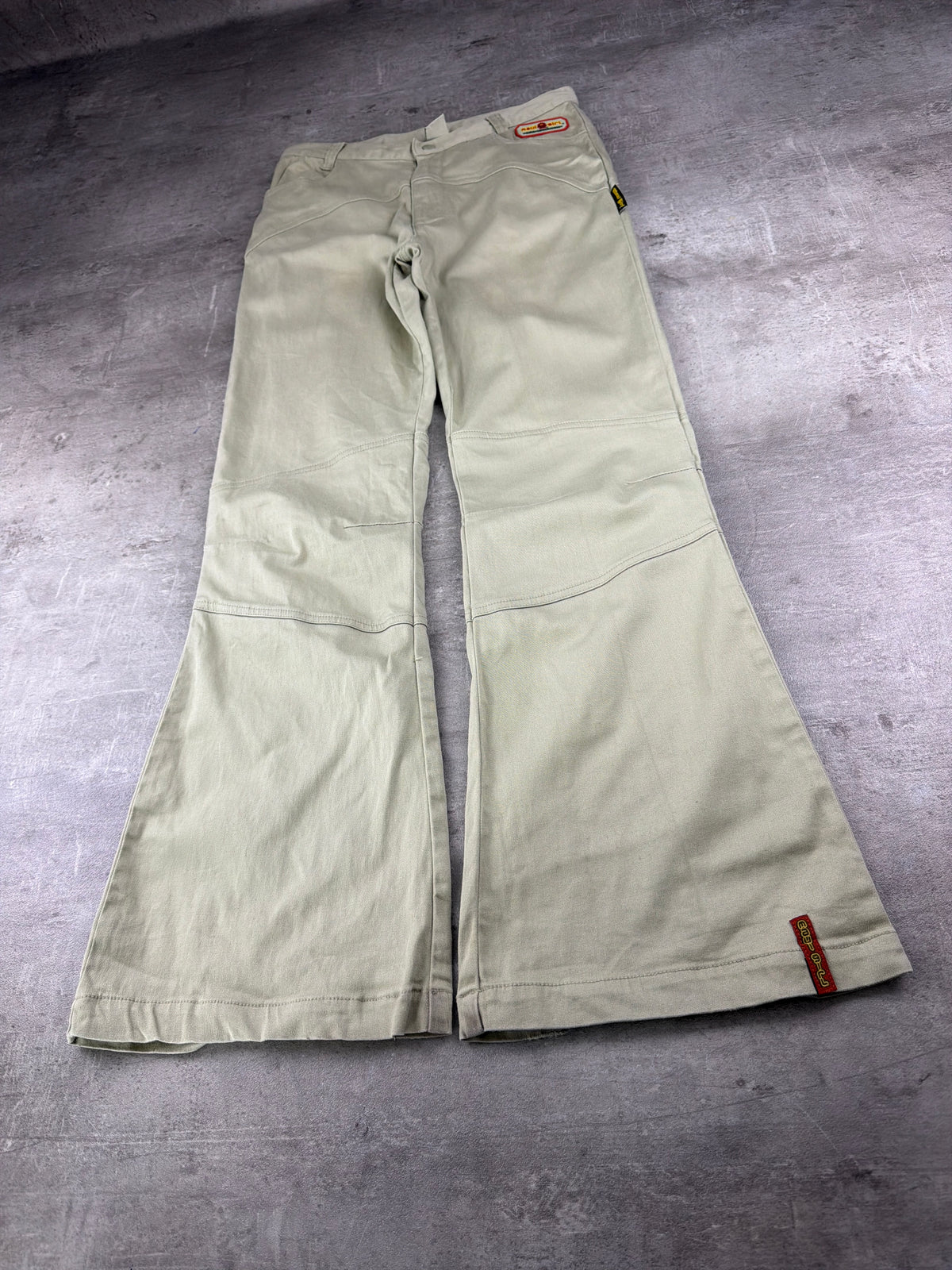 Maui Girl Vintage "Low Waist Flare" Pants - Beige