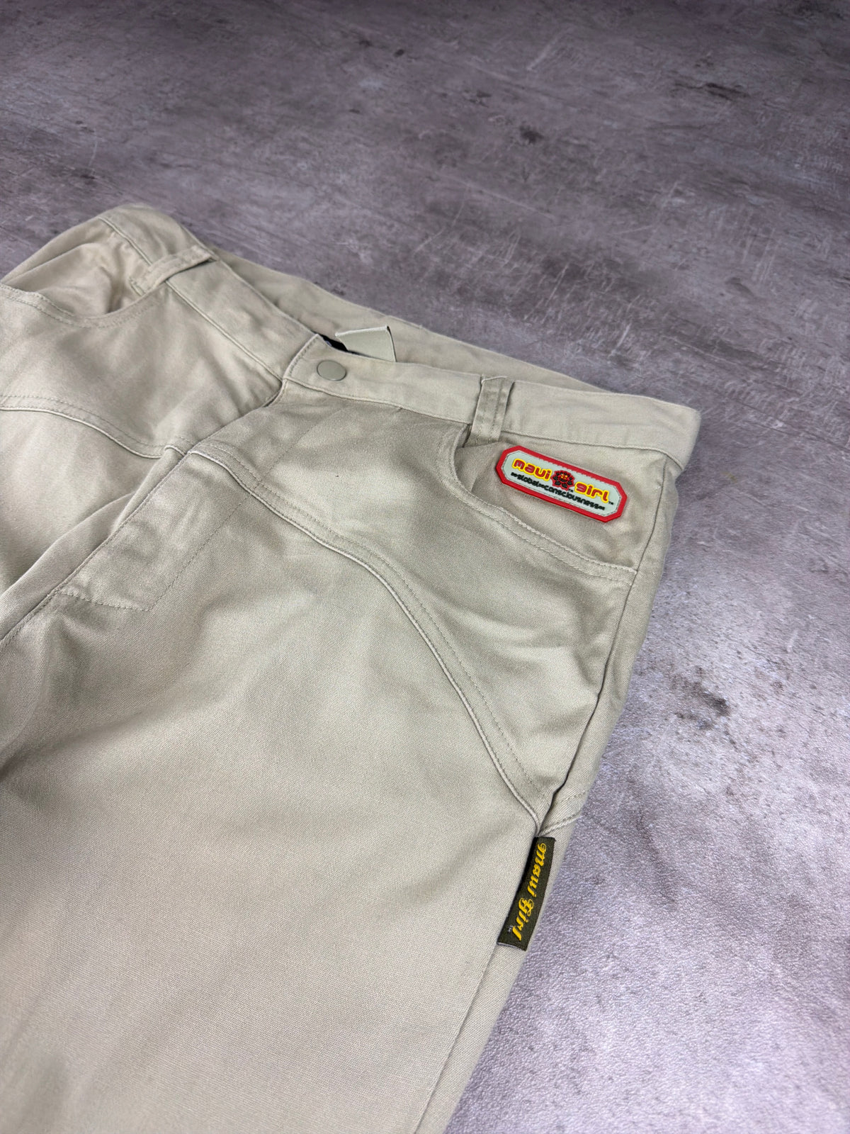 Maui Girl Vintage "Low Waist Flare" Pants - Beige