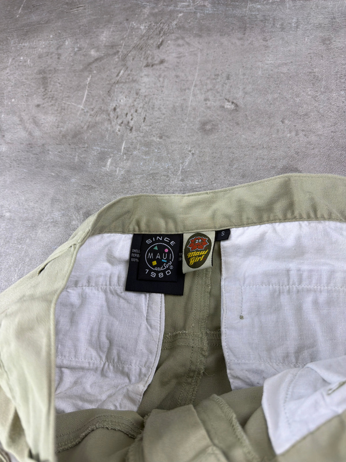 Maui Girl Vintage "Low Waist Flare" Pants - Beige