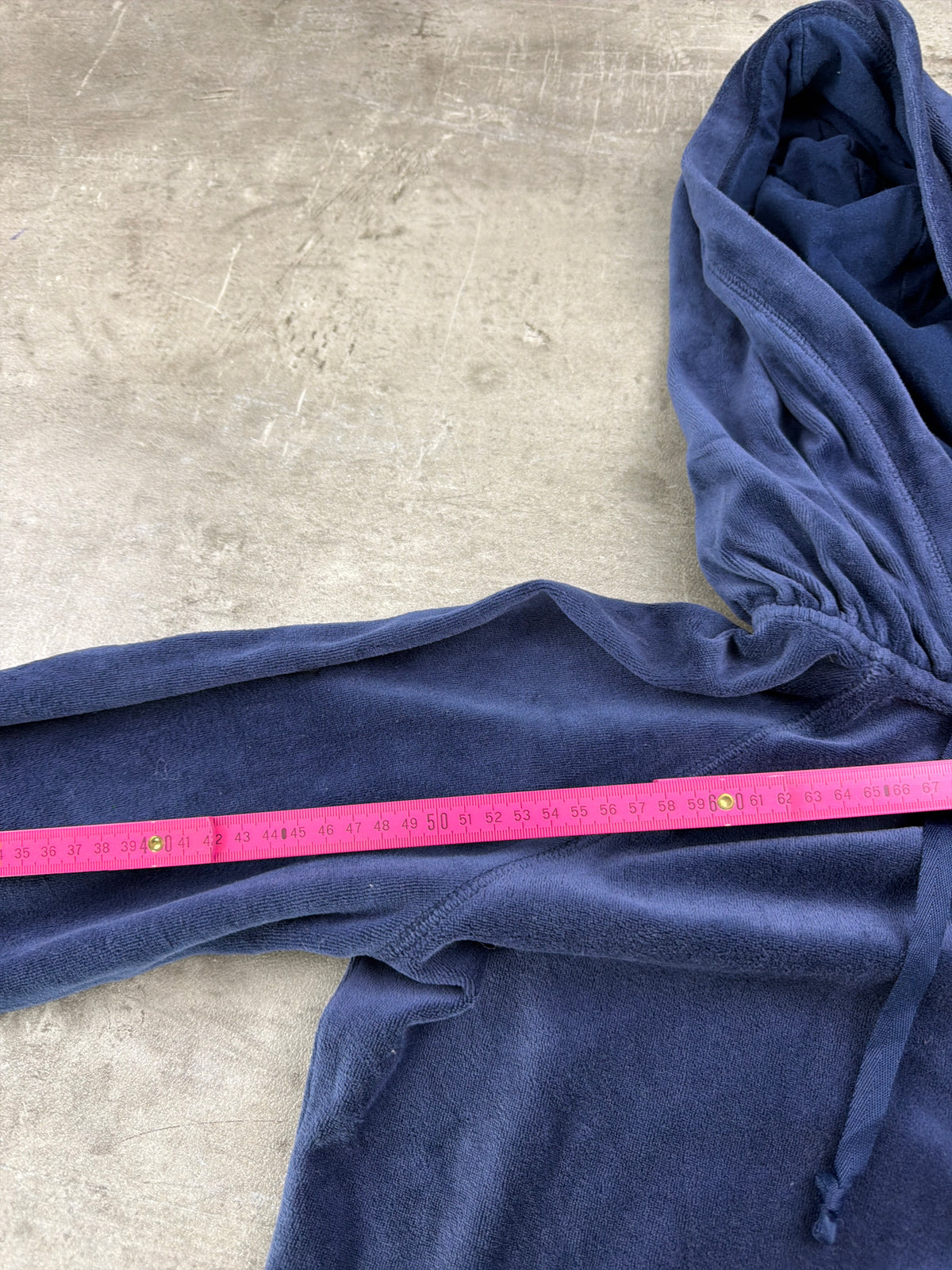 Cynthia Rowley Y2K Velour Rhinestone Zip Hoodie - Navy Blue