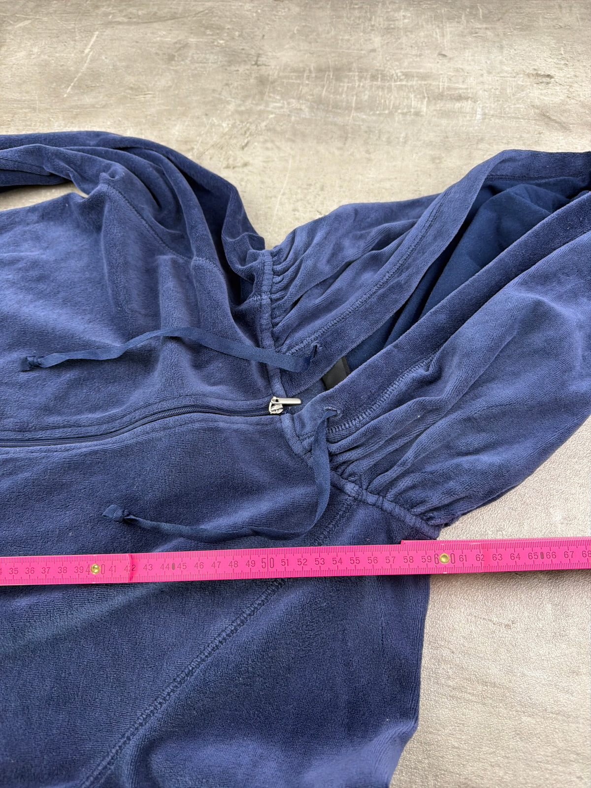 Cynthia Rowley Y2K Velour Rhinestone Zip Hoodie - Navy Blue