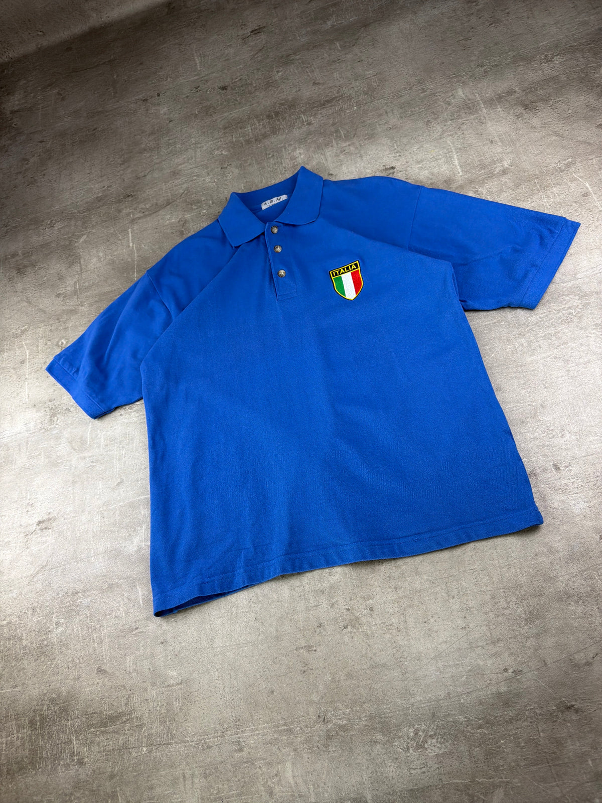 Vintage A.B.M. Italia Football Patch Polo Shirt - Royal Blue