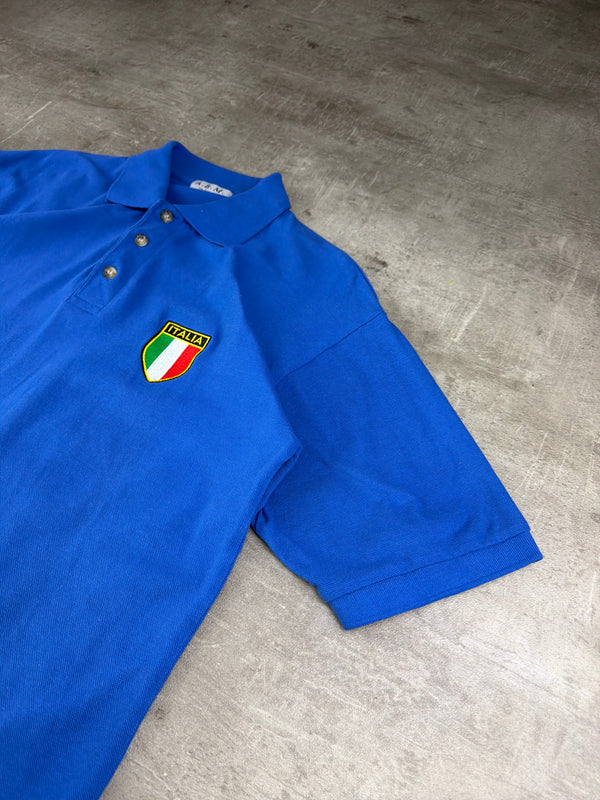 Vintage A.B.M. Italia Football Patch Polo Shirt - Royal Blue