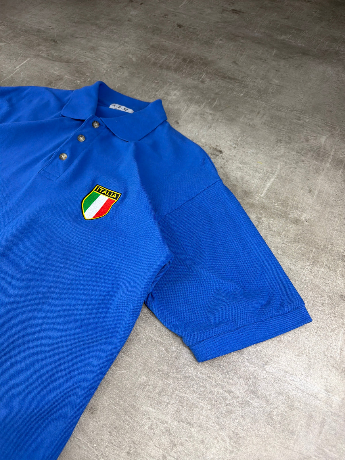 Vintage A.B.M. Italia Football Patch Polo Shirt - Royal Blue
