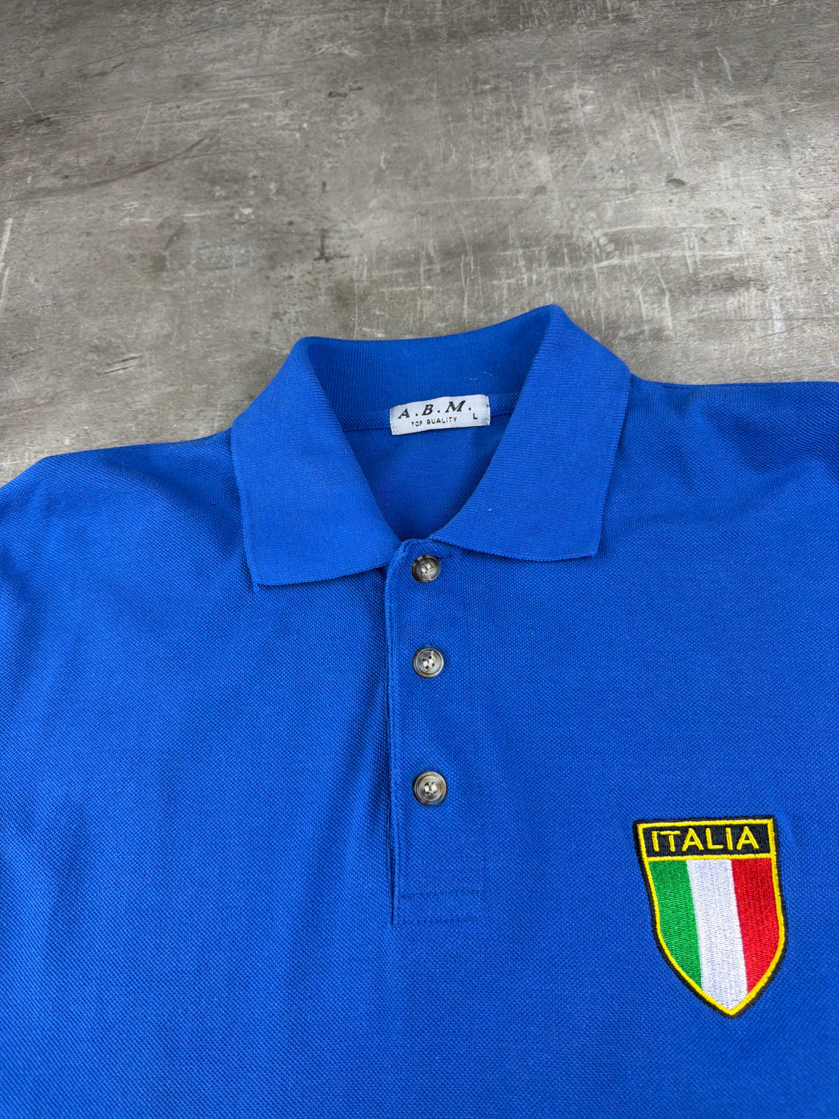 Vintage A.B.M. Italia Football Patch Polo Shirt - Royal Blue