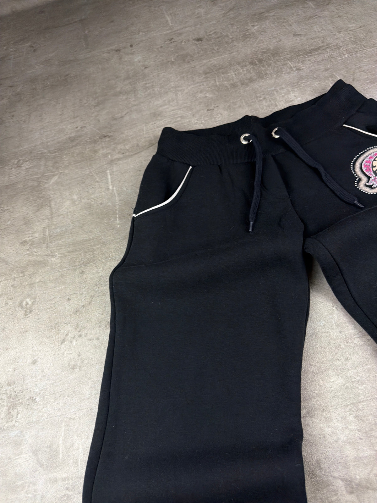 Betty Boop Vintage Rhinestone "Biker Girl" Trackpants - Black