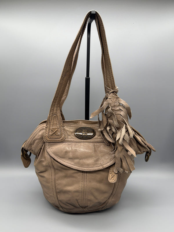 George Gina & Lucy Archive Leather Shoulder Bag - Earthy Taupe Boho Chic Grunge