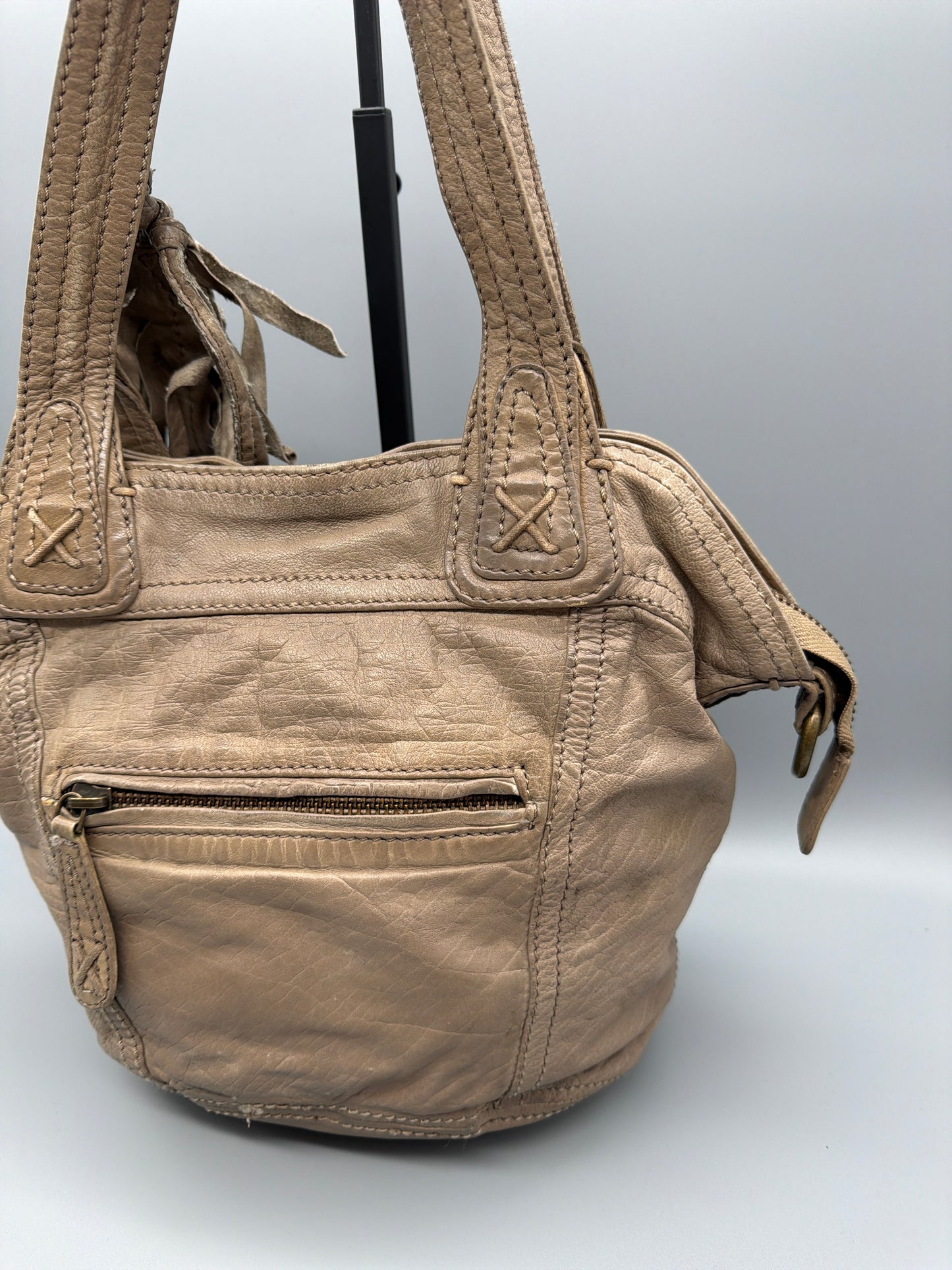 George Gina & Lucy Archive Leather Shoulder Bag - Earthy Taupe Boho Chic Grunge