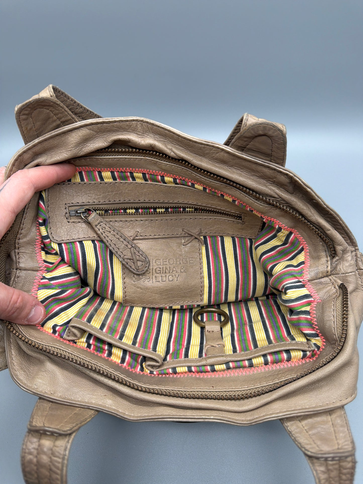 George Gina & Lucy Archive Leather Shoulder Bag - Earthy Taupe Boho Chic Grunge
