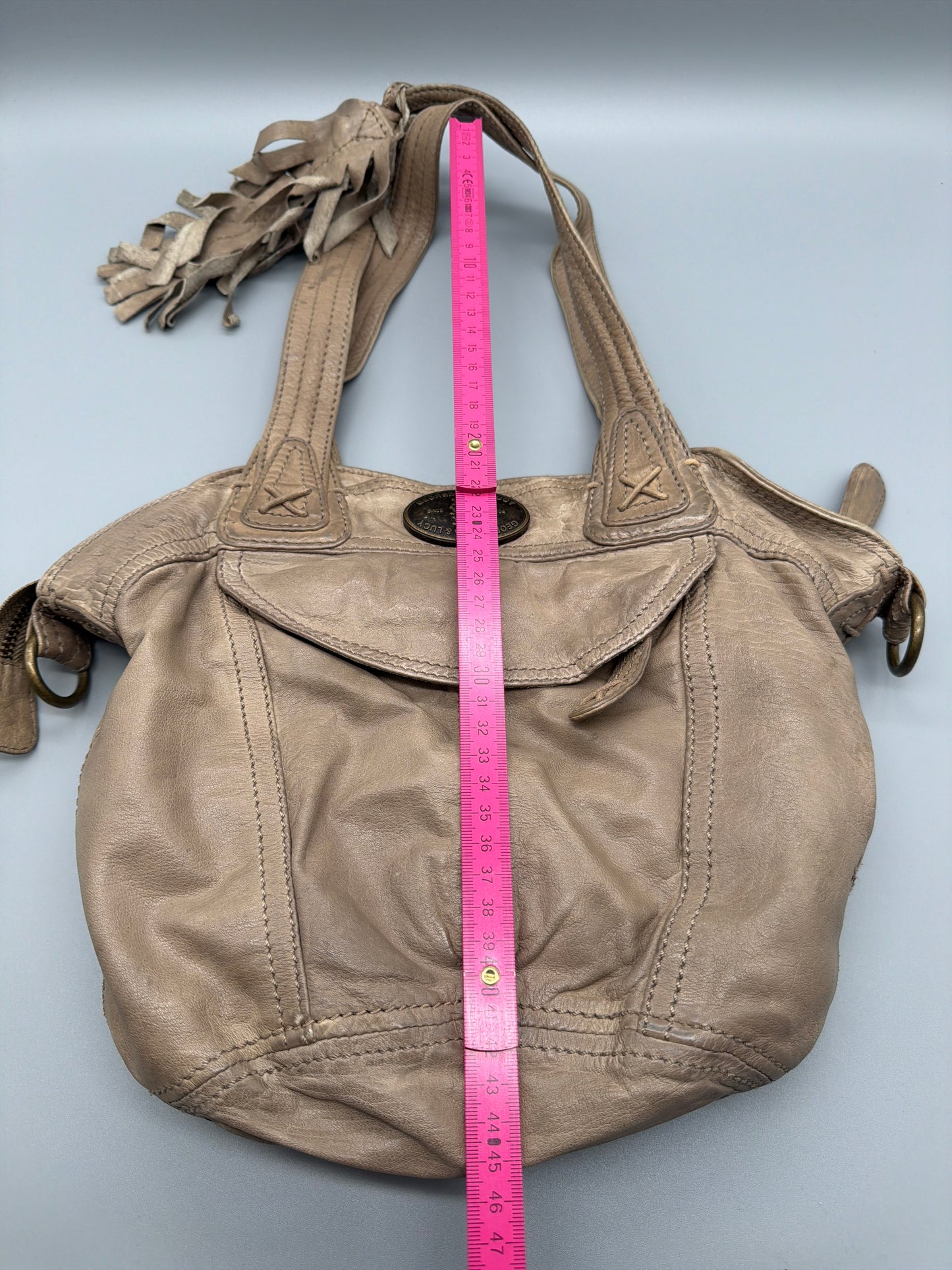 George Gina & Lucy Archive Leather Shoulder Bag - Earthy Taupe Boho Chic Grunge