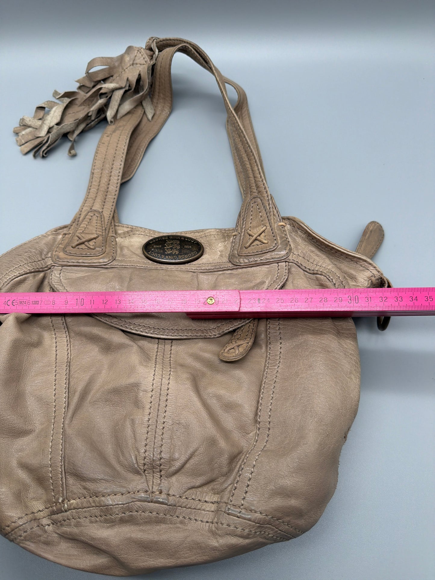 George Gina & Lucy Archive Leather Shoulder Bag - Earthy Taupe Boho Chic Grunge