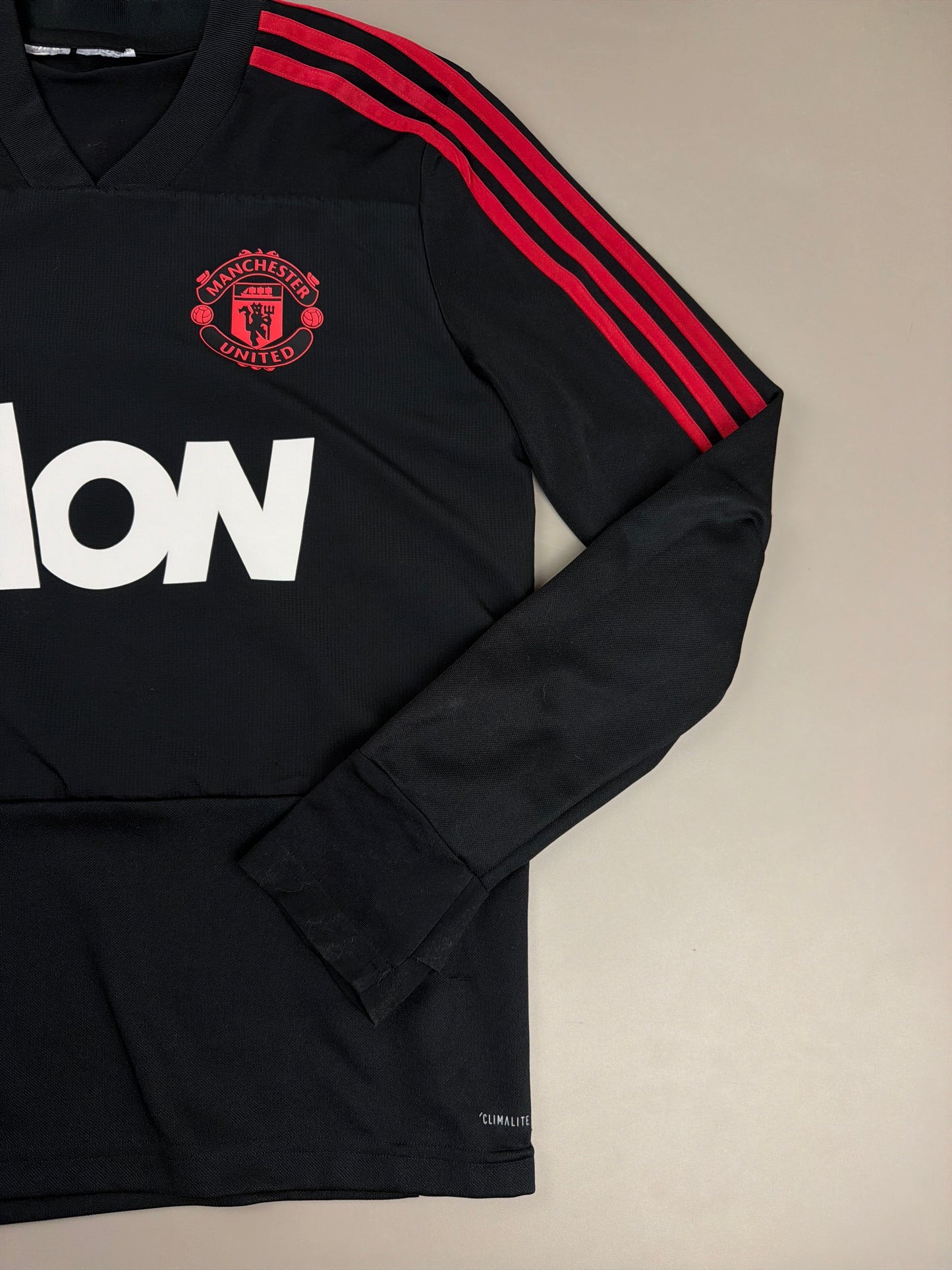 Adidas Manchester United 2018 "Aon" Longsleeve Training Top - All Black / Red Block