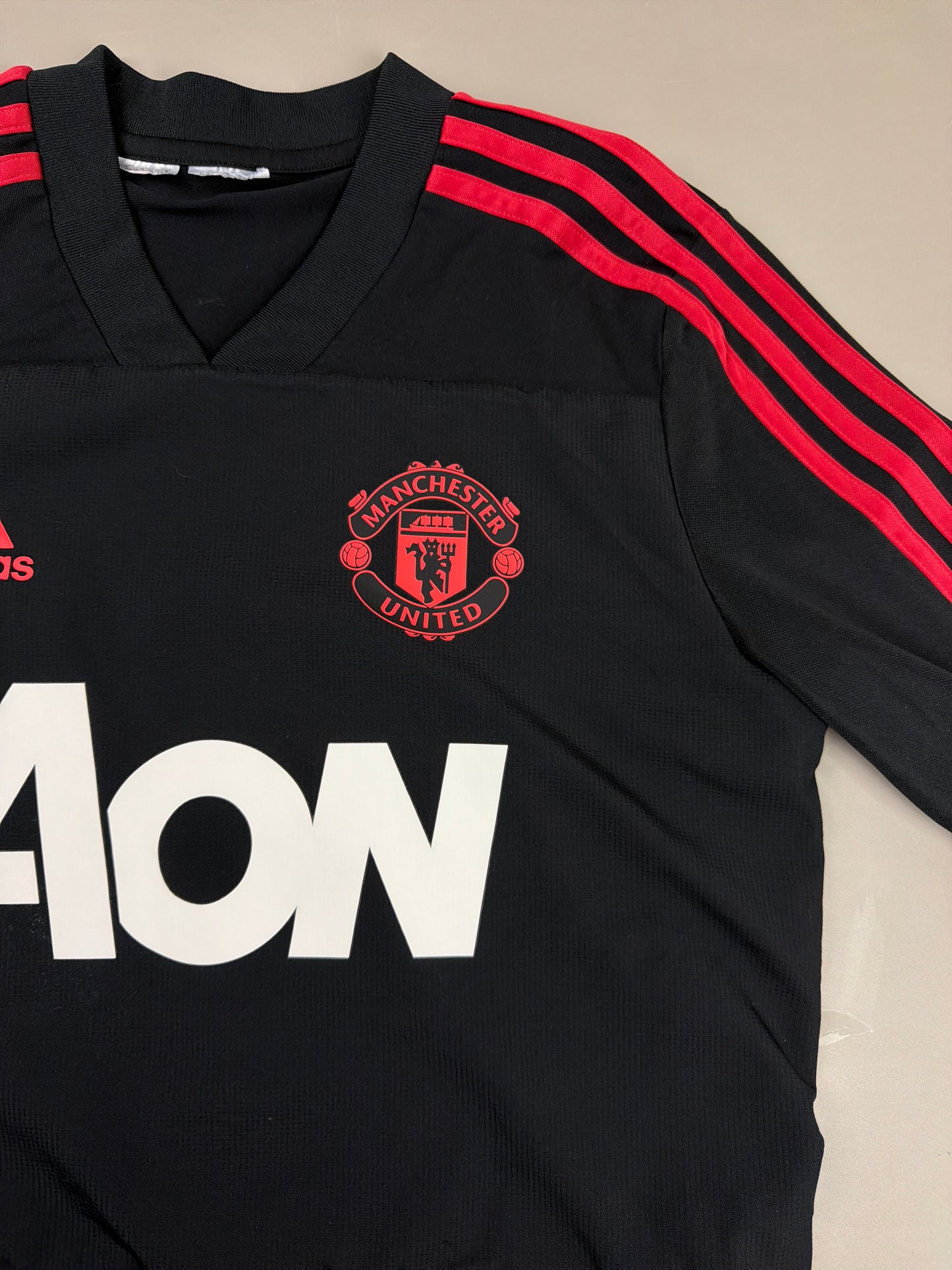 Adidas Manchester United 2018 "Aon" Longsleeve Training Top - All Black / Red Block