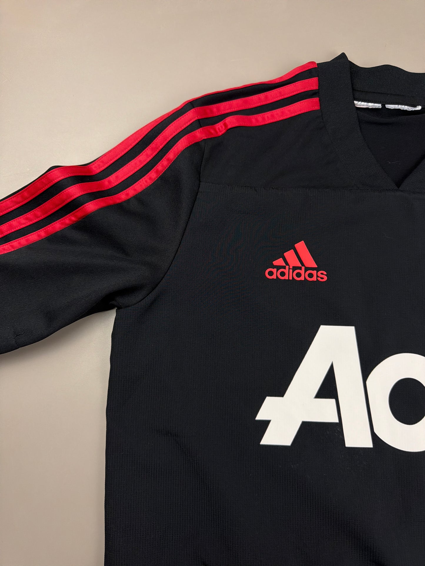 Adidas Manchester United 2018 "Aon" Longsleeve Training Top - All Black / Red Block