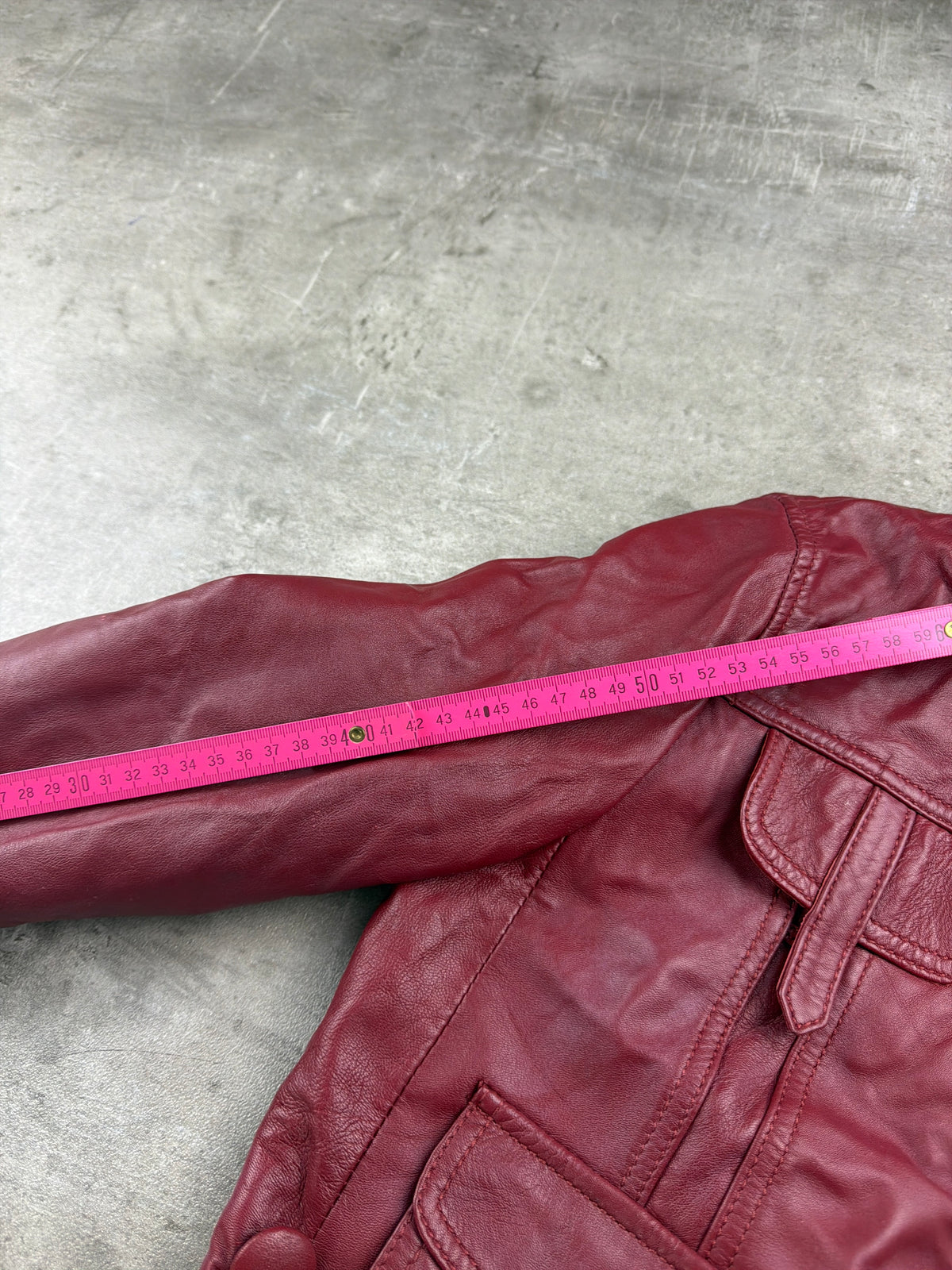 Y2K Chunky Knit Collar Biker Leather Jacket - Burgundy Red
