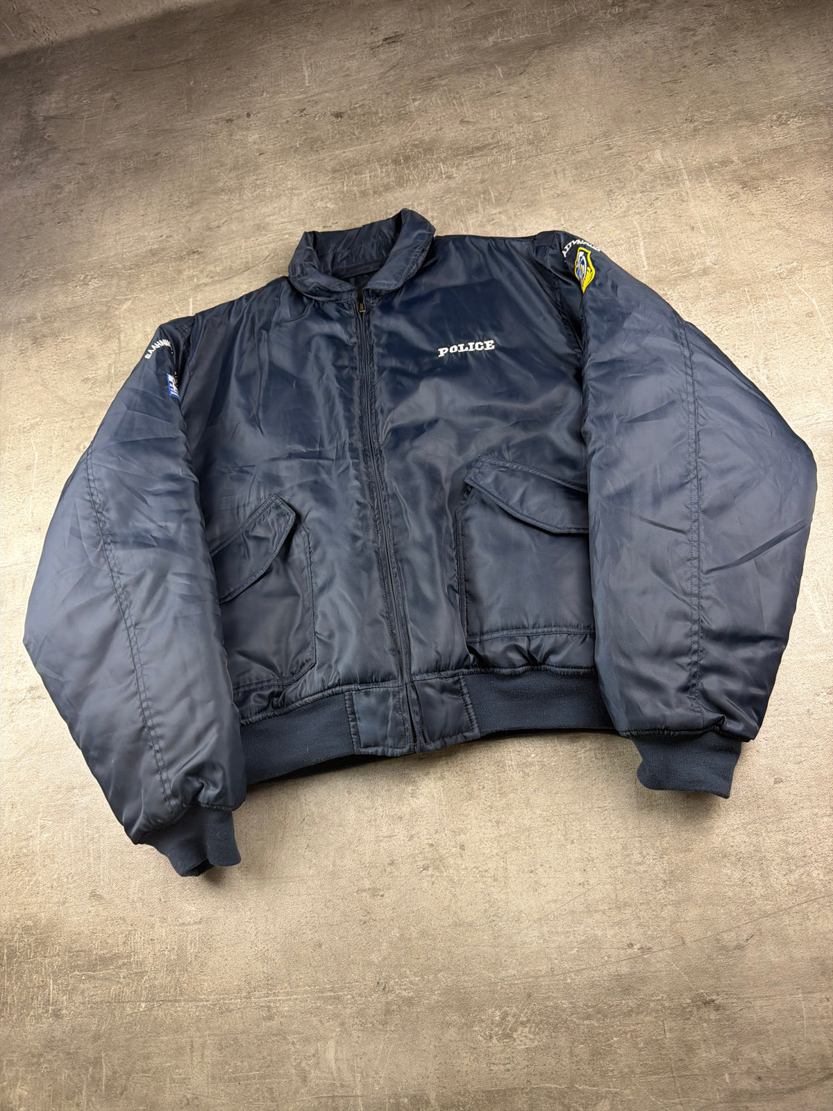 Vintage Greek Police "Hellenic Police" Flight Jacket - Navy Blue