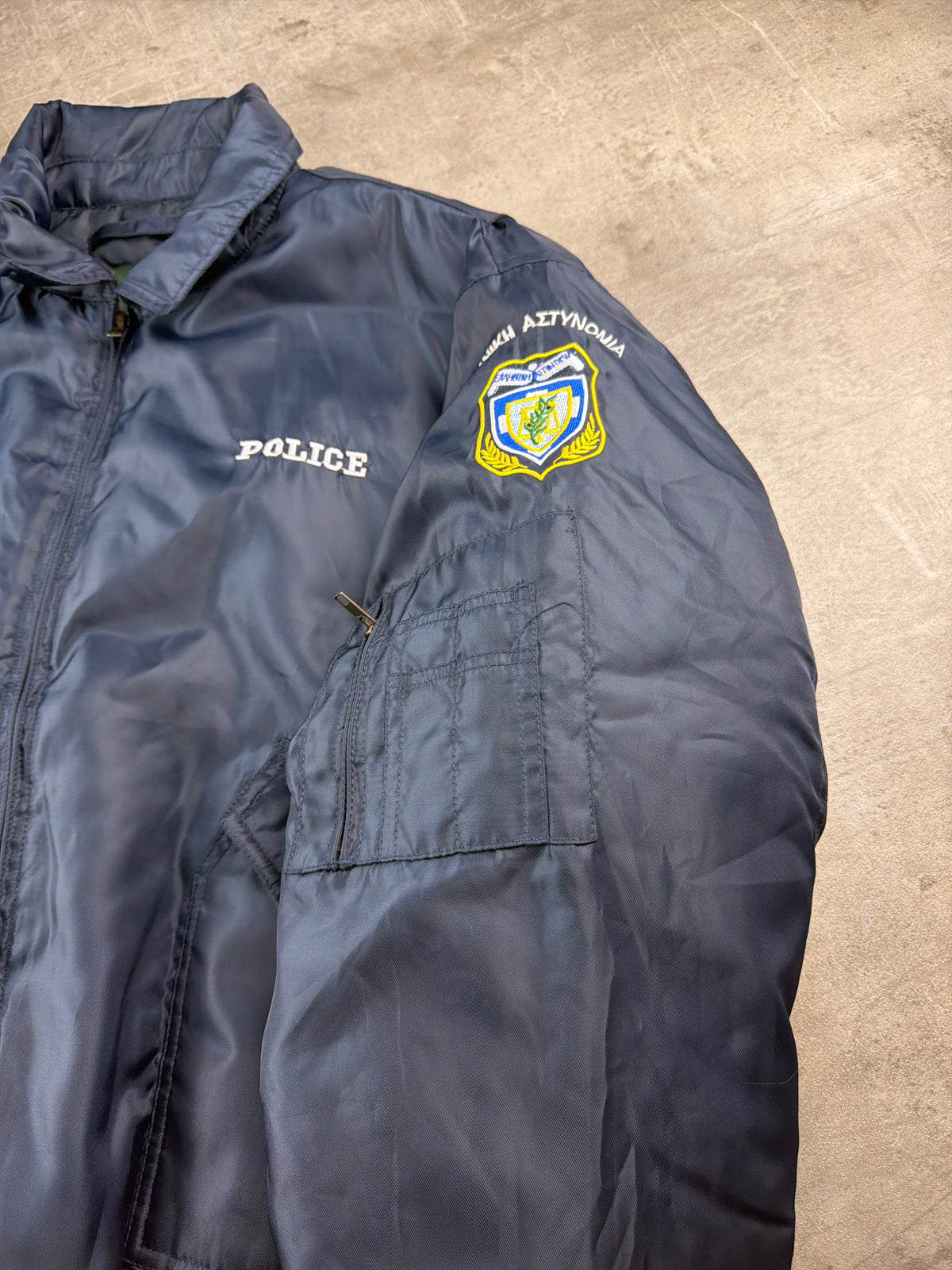 Vintage Greek Police "Hellenic Police" Flight Jacket - Navy Blue