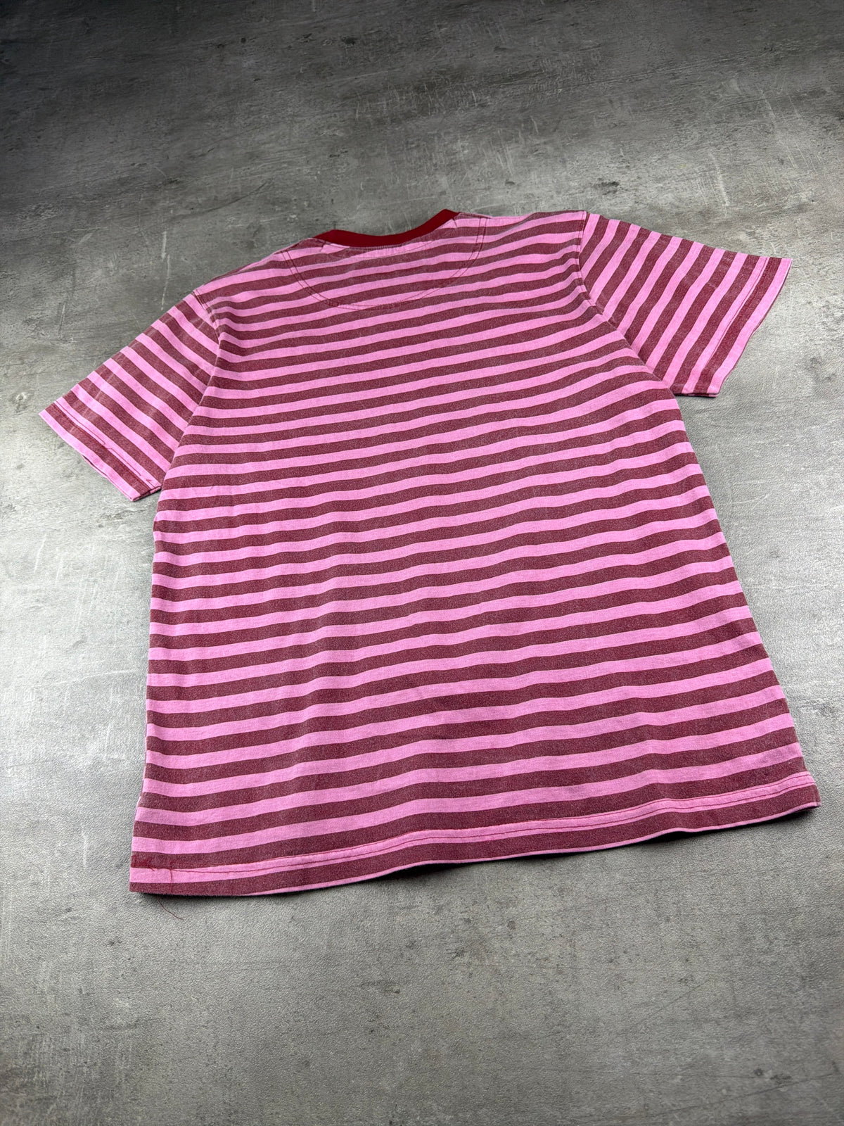 Berto Lucci Striped Graphic Print Tee - Pink / Red