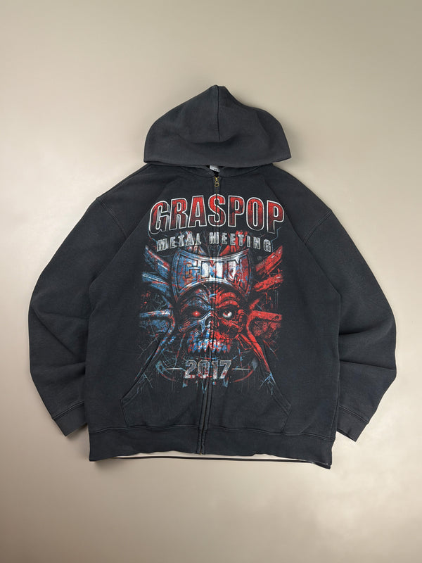 Graspop Metal Meeting 2017 Festival Tour Zip Hoodie – Faded Black Distressed