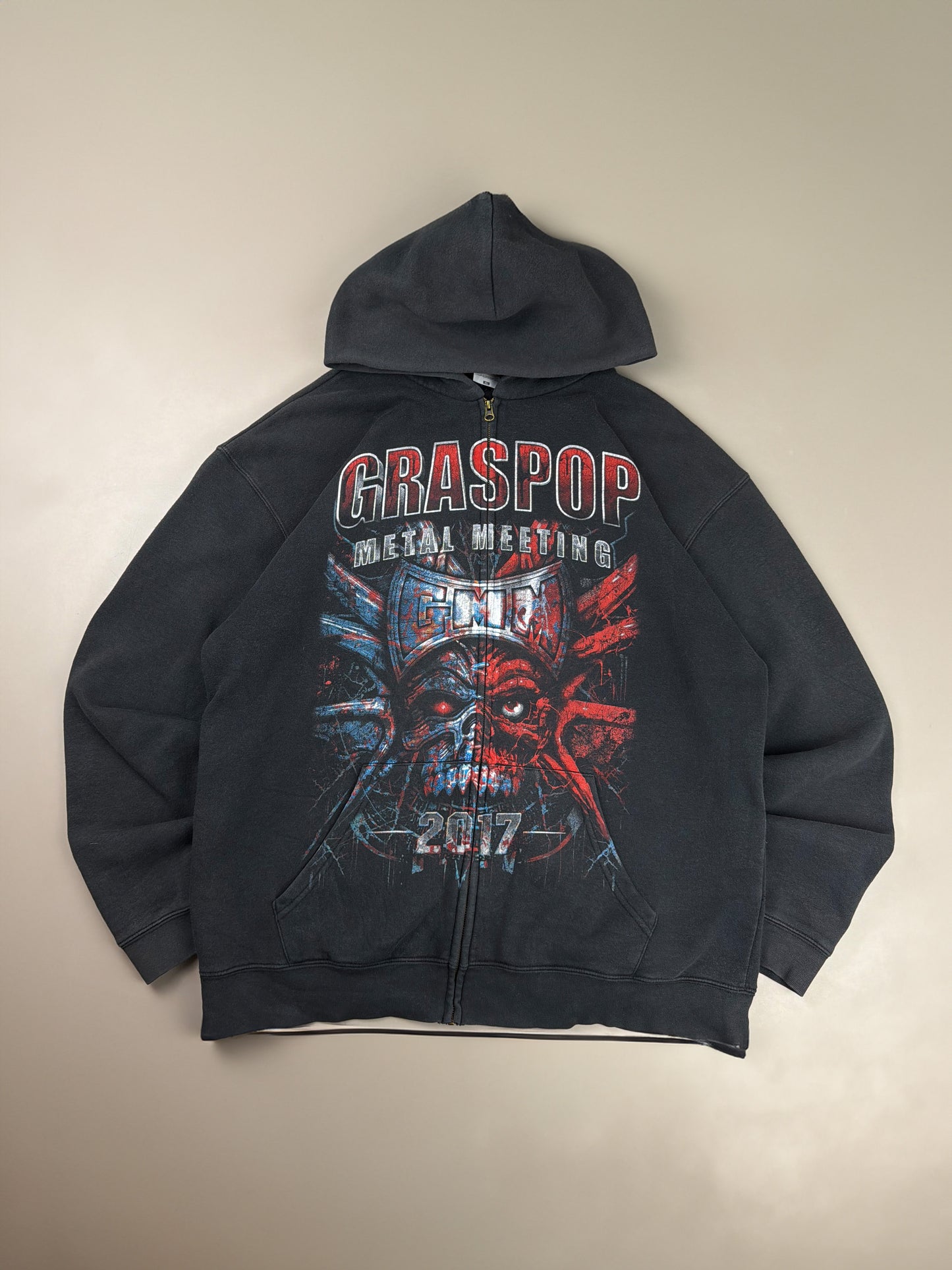Graspop Metal Meeting 2017 Festival Tour Zip Hoodie – Faded Black Distressed