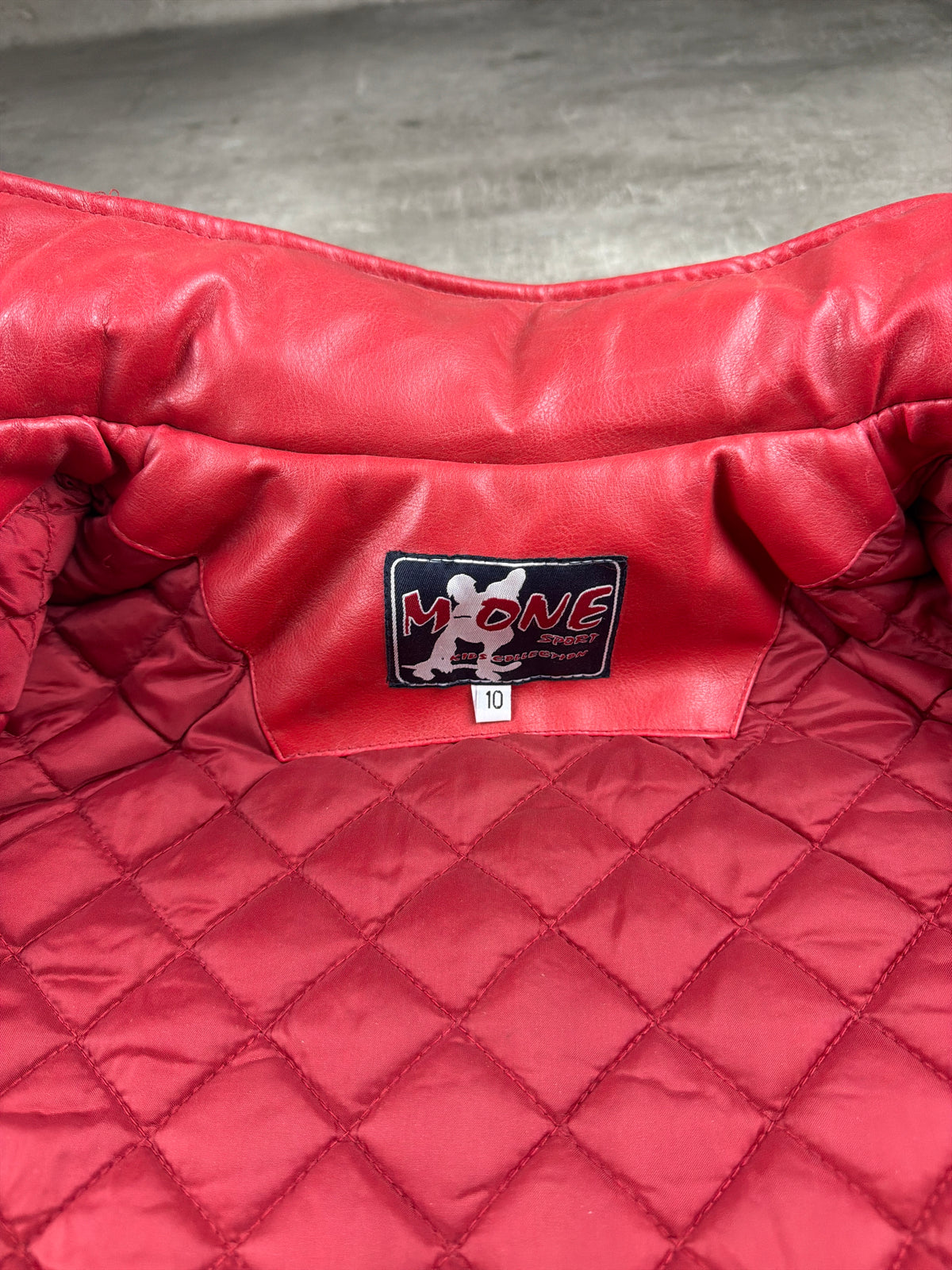 M-One Racing Team "Motor Bike Winners" Leather Biker Jacket - Black/Red