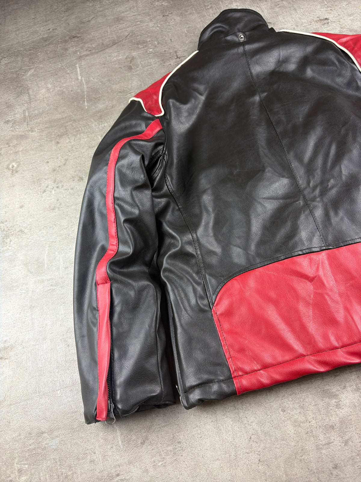 M-One Racing Team "Motor Bike Winners" Leather Biker Jacket - Black/Red