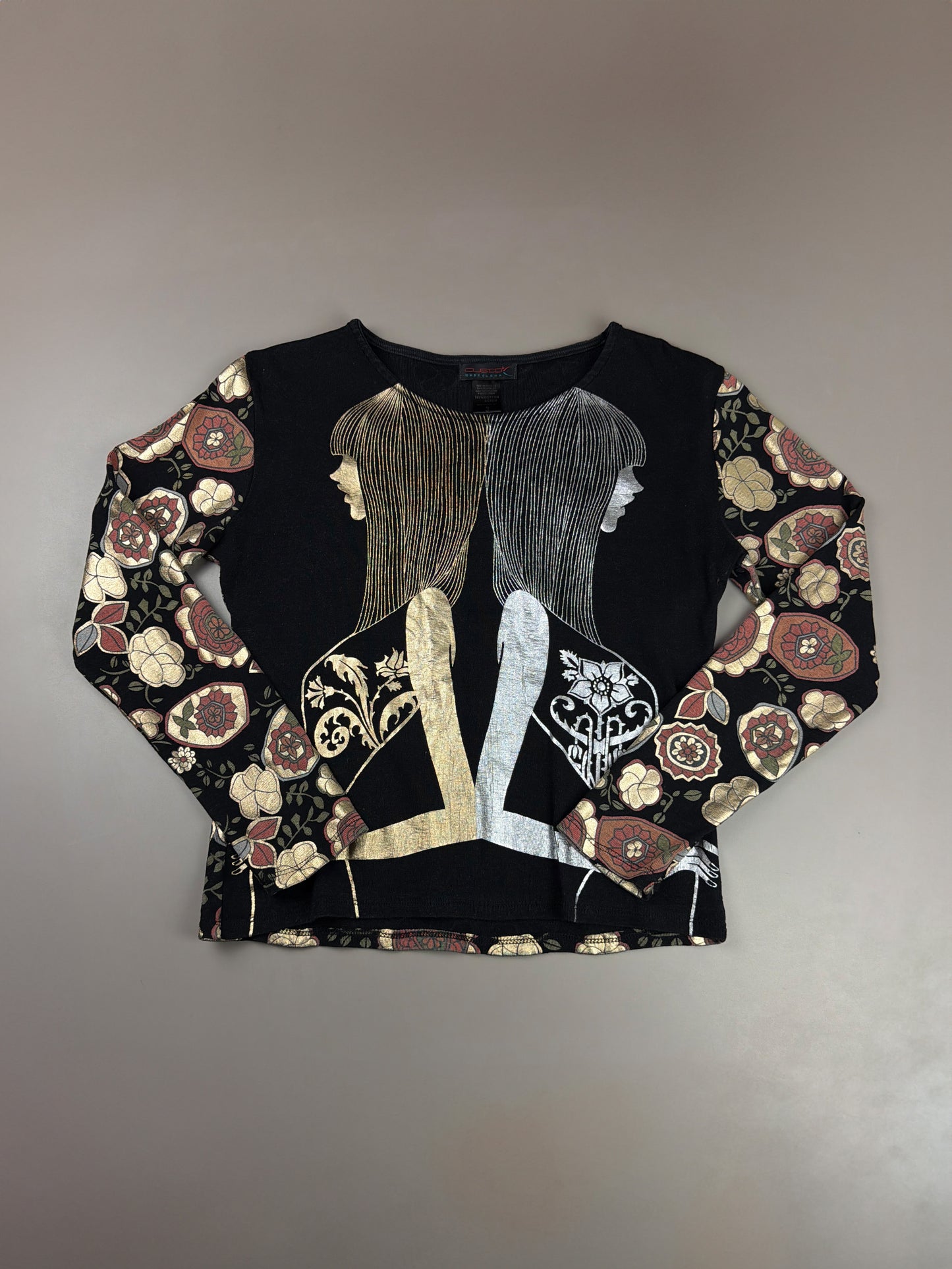 Custo Barcelona Archive "Metallic Twins" Graphic Longsleeve - Black/Gold