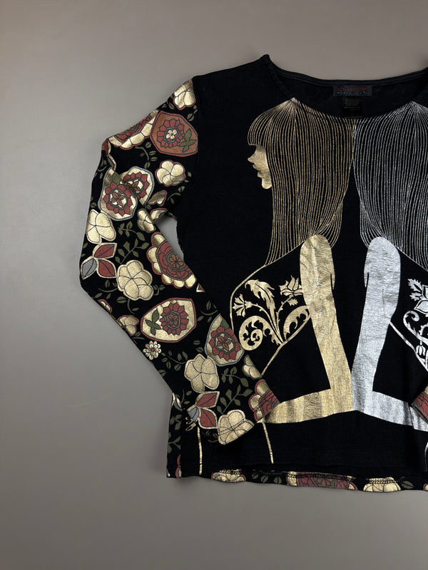 Custo Barcelona Archive "Metallic Twins" Graphic Longsleeve - Black/Gold